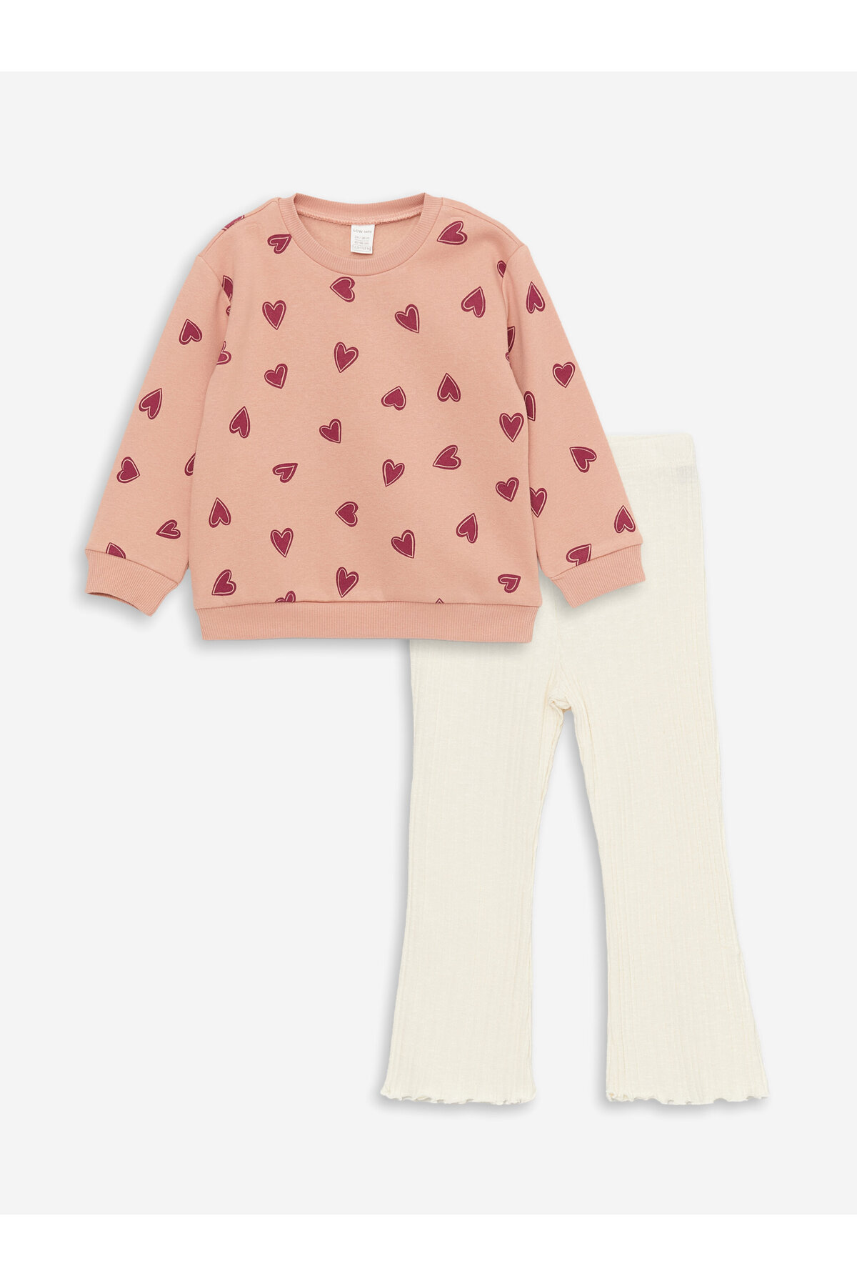 LC Waikiki Crew Neck Long Sleeve Printed Baby Girl's Sweatshirt and Leggings 2-Pair Set