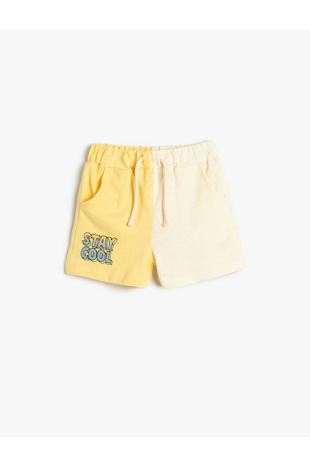 Koton Shorts with Tie Waist Elastic Color Contrast Pockets Cotton Print Detail