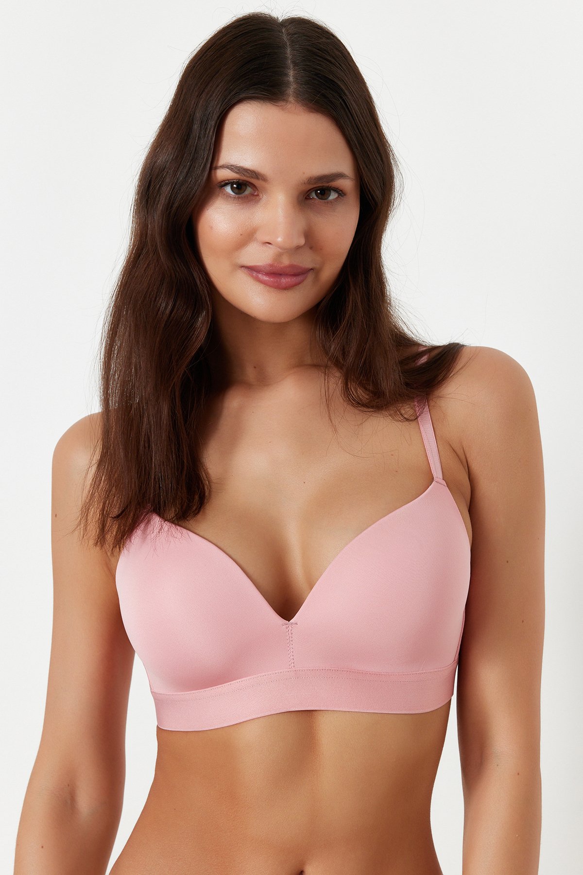 Trendyol Dusty Rose Micro String Strap Covered Non-Wireless Knitted Bra