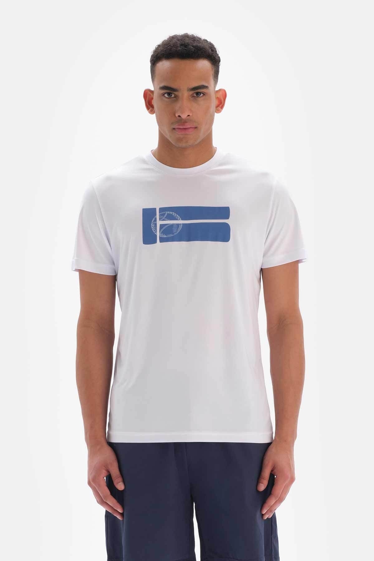 Dagi White Men's Tennis Ball Printed T-Shirt