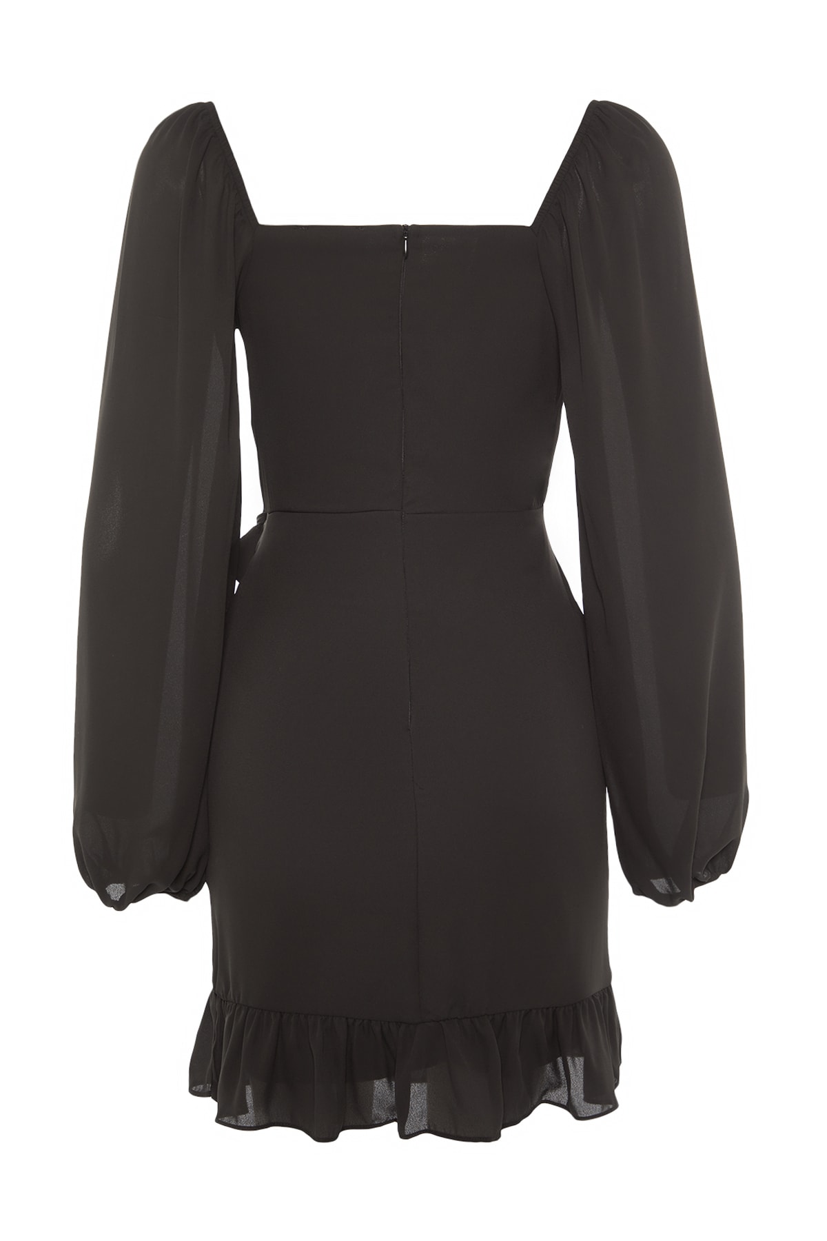 Rochie țesută țesută Trendyol Black Flounce