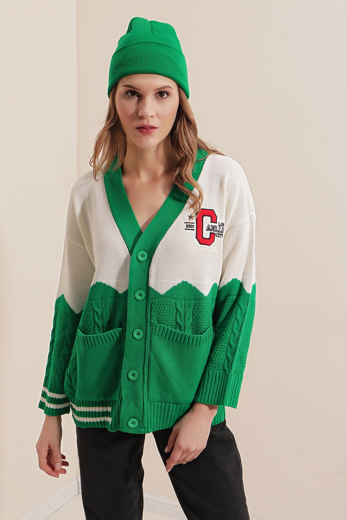 Bigdart Cardigan - Green - Oversize