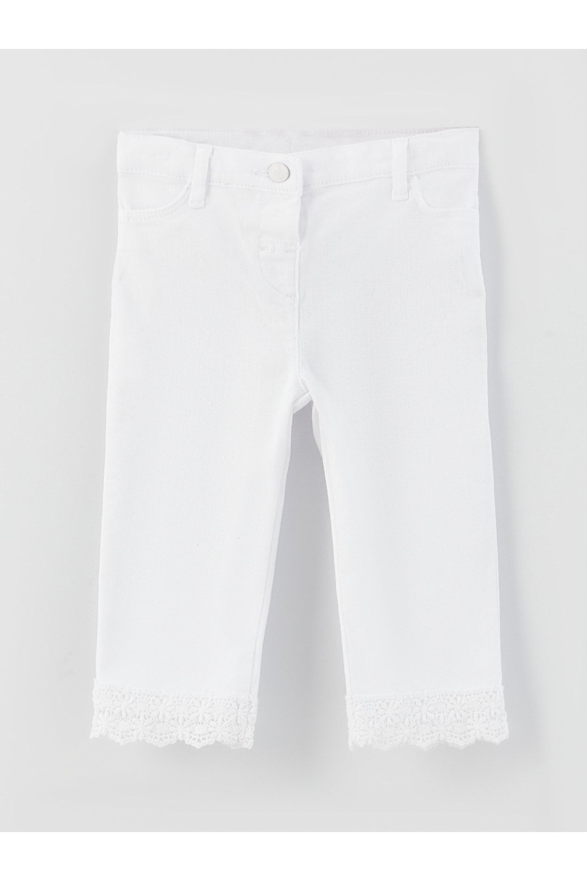 LC Waikiki Basic Elastic Waist And Lace Detail Baby Girl Trousers.