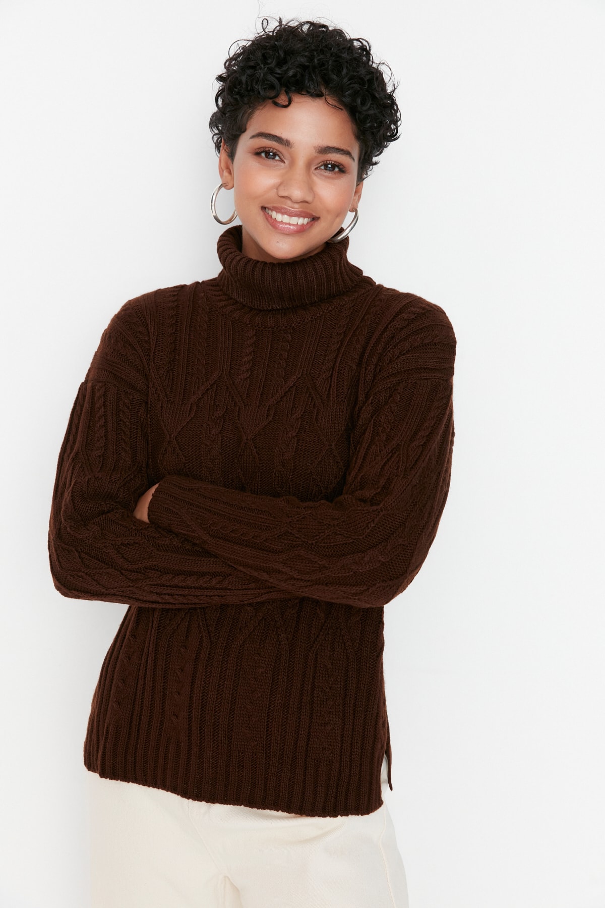 Trendyol Sweater - Brown - Regular fit