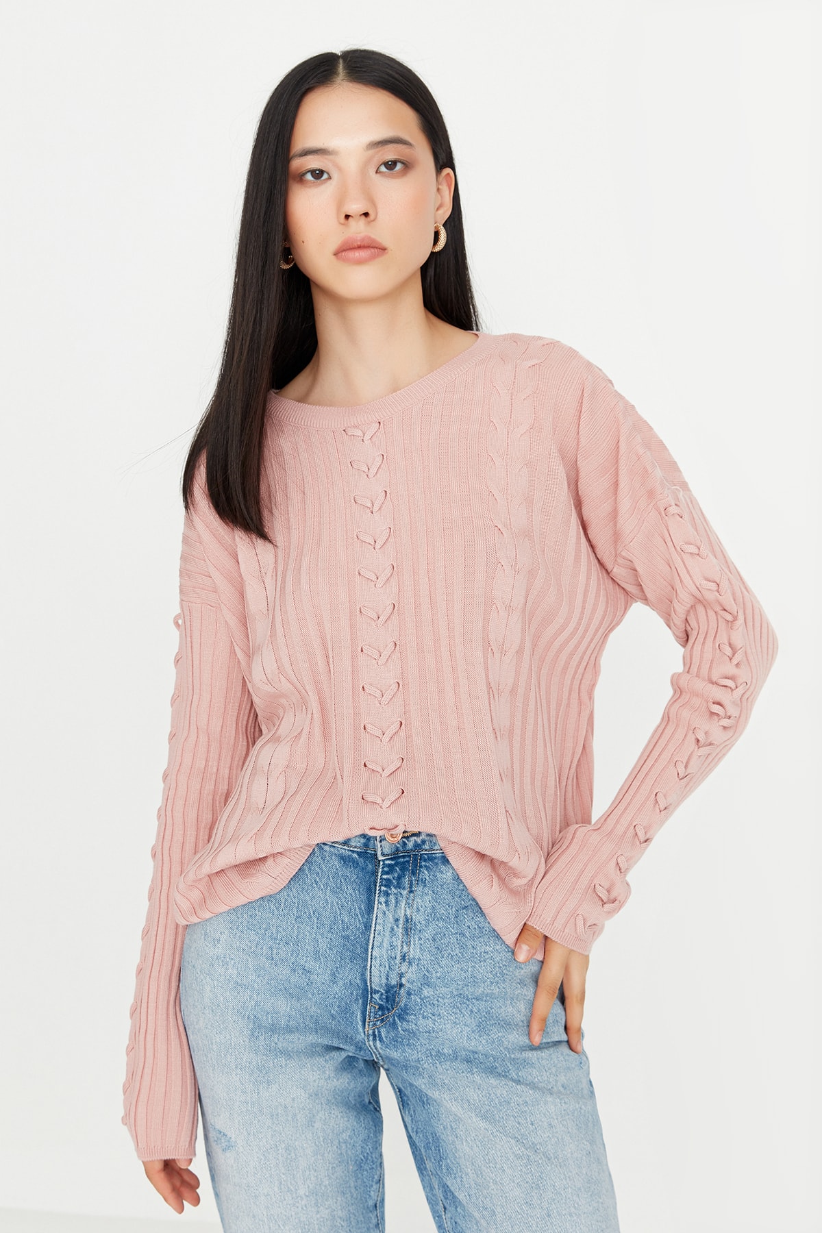 Trendyol Powder Lace Detailed Knitwear Sweater
