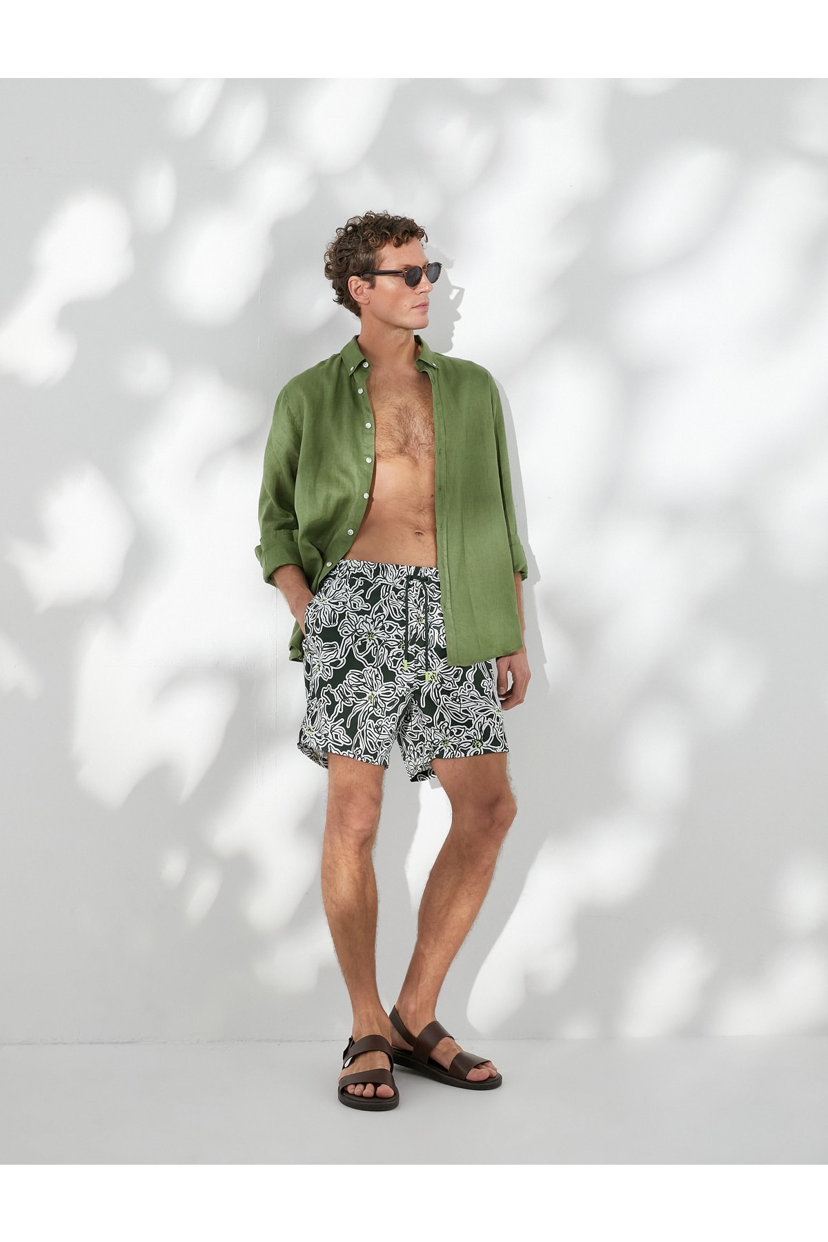 Koton Swim Shorts Floral Lace Waist Pocket
