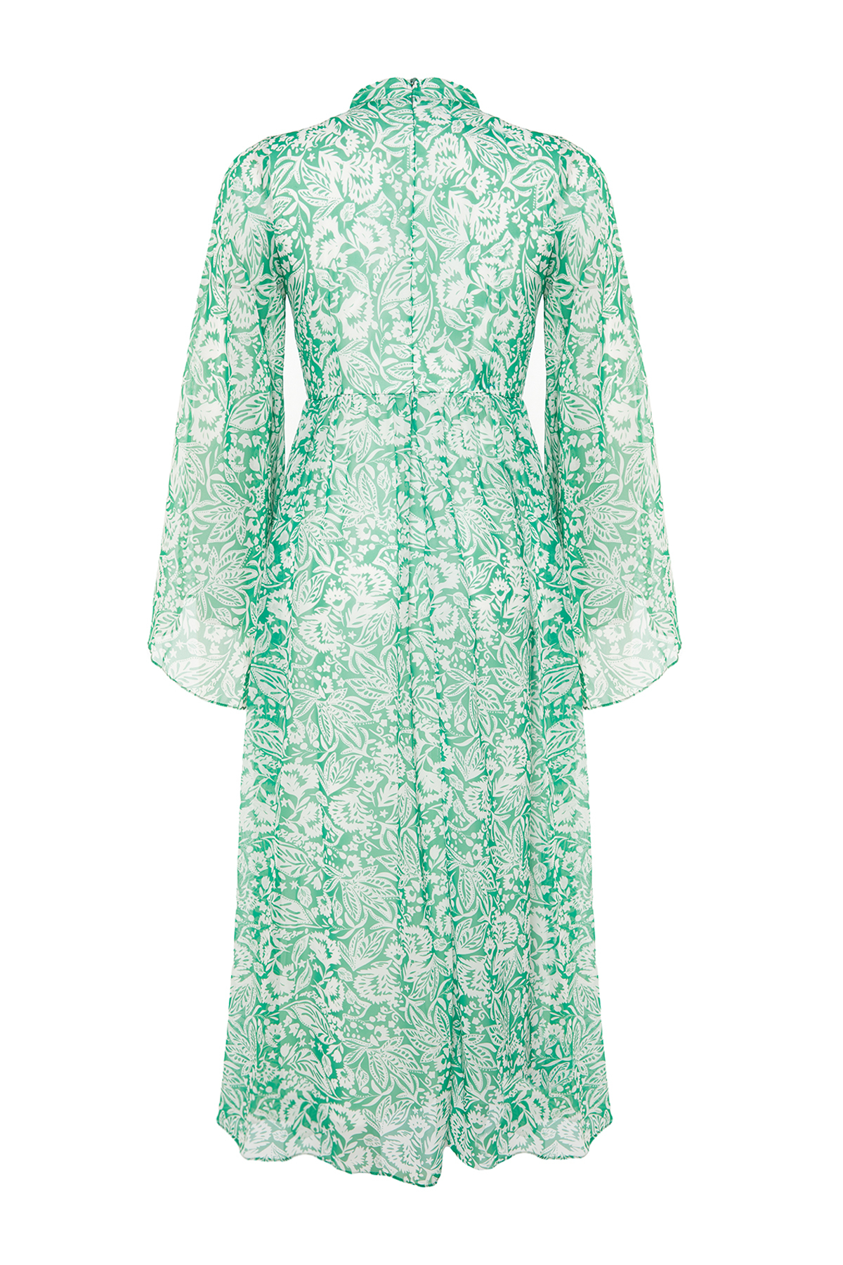 Trendyol Green Woven Lined Chiffon Floral Evening Dress