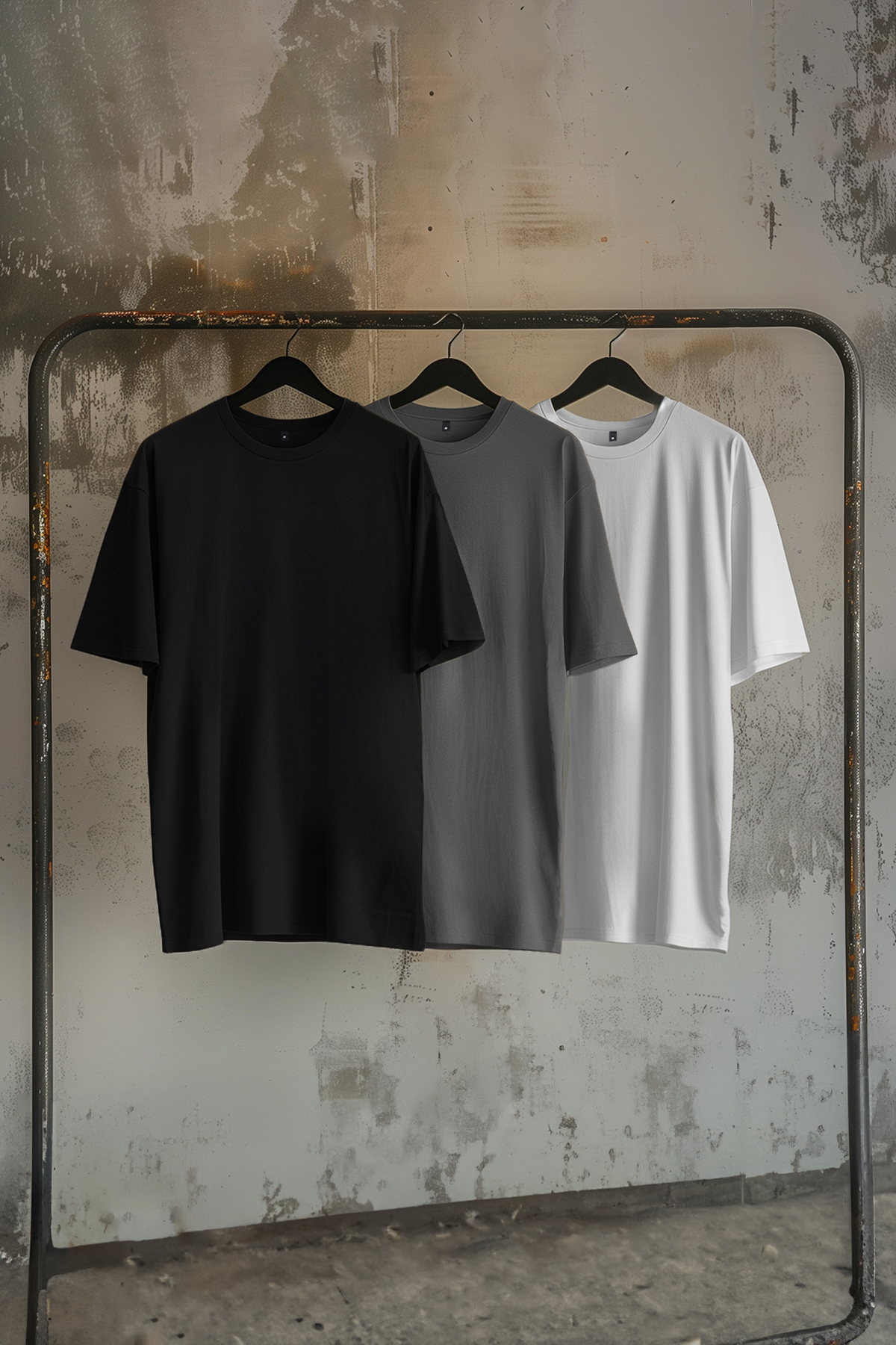 Levně Trendyol Black-Anthracite-Ecru Oversize 3-Pack Basic 100% Cotton T-Shirt