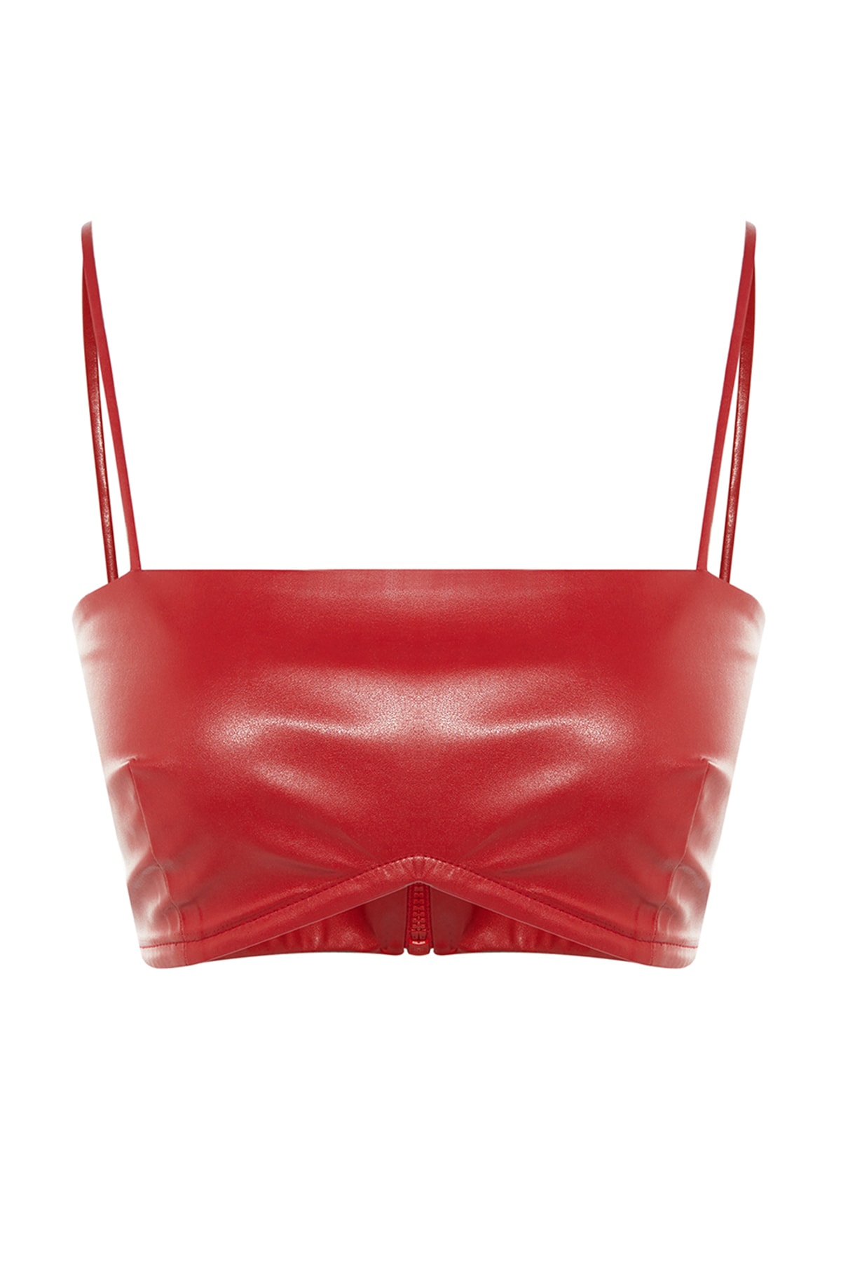 Trendyol X Sagaza Studio Red Faux Leather Bustier