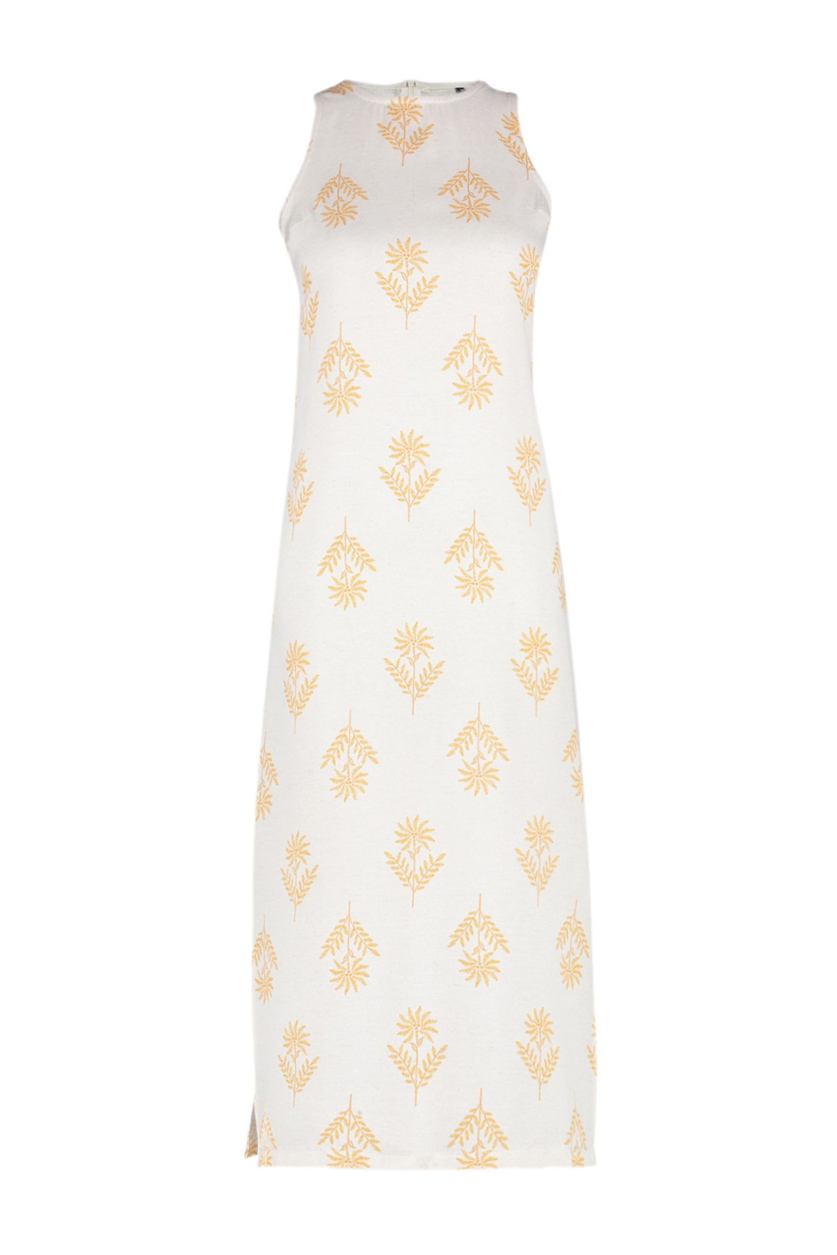 Trendyol Ecru Ethnic Patterned Straight Cut Midi Woven Dress