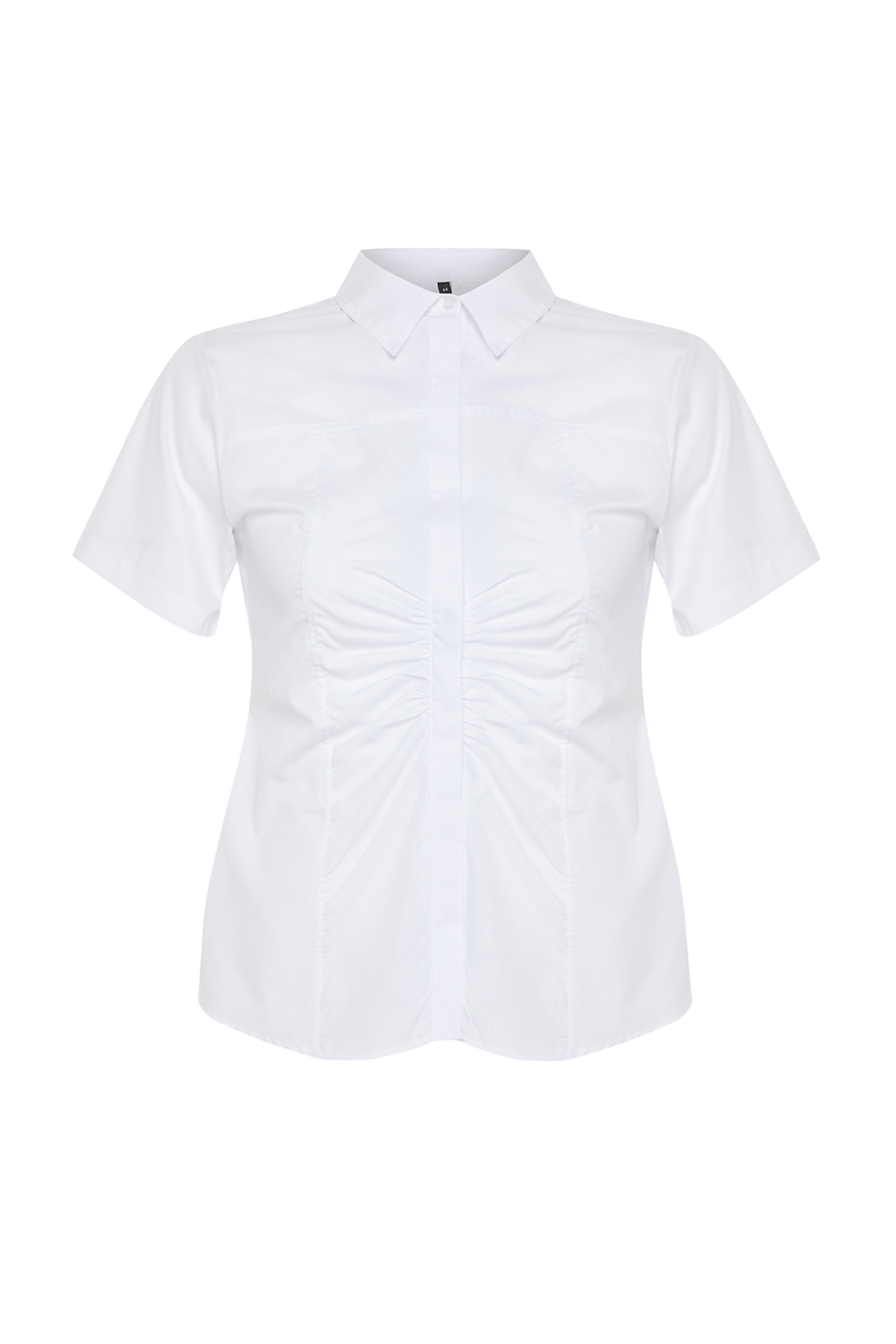 Trendyol Curve White Front Gathered Detail Woven Shirt