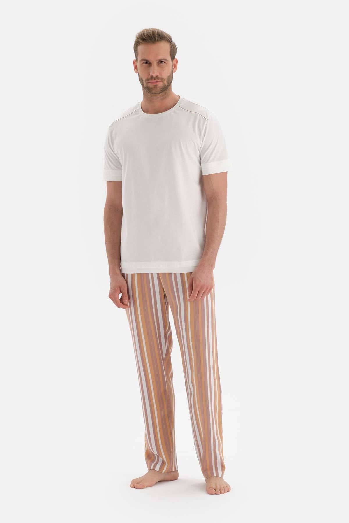 Dagi Ecru Short Sleeve Raglan Sleeve Knitted Pajamas Set