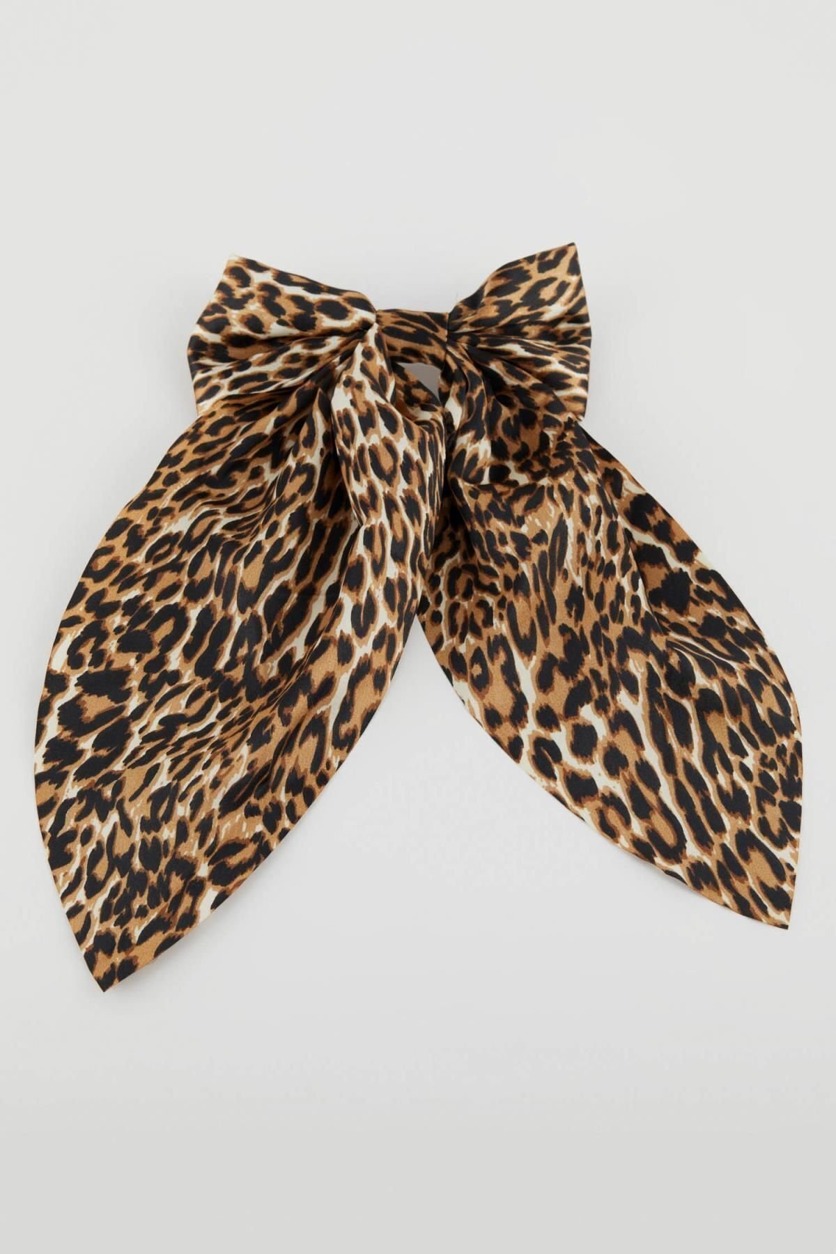 DEFACTO Women's Leopard Patterned Ribbon Bow Buckle