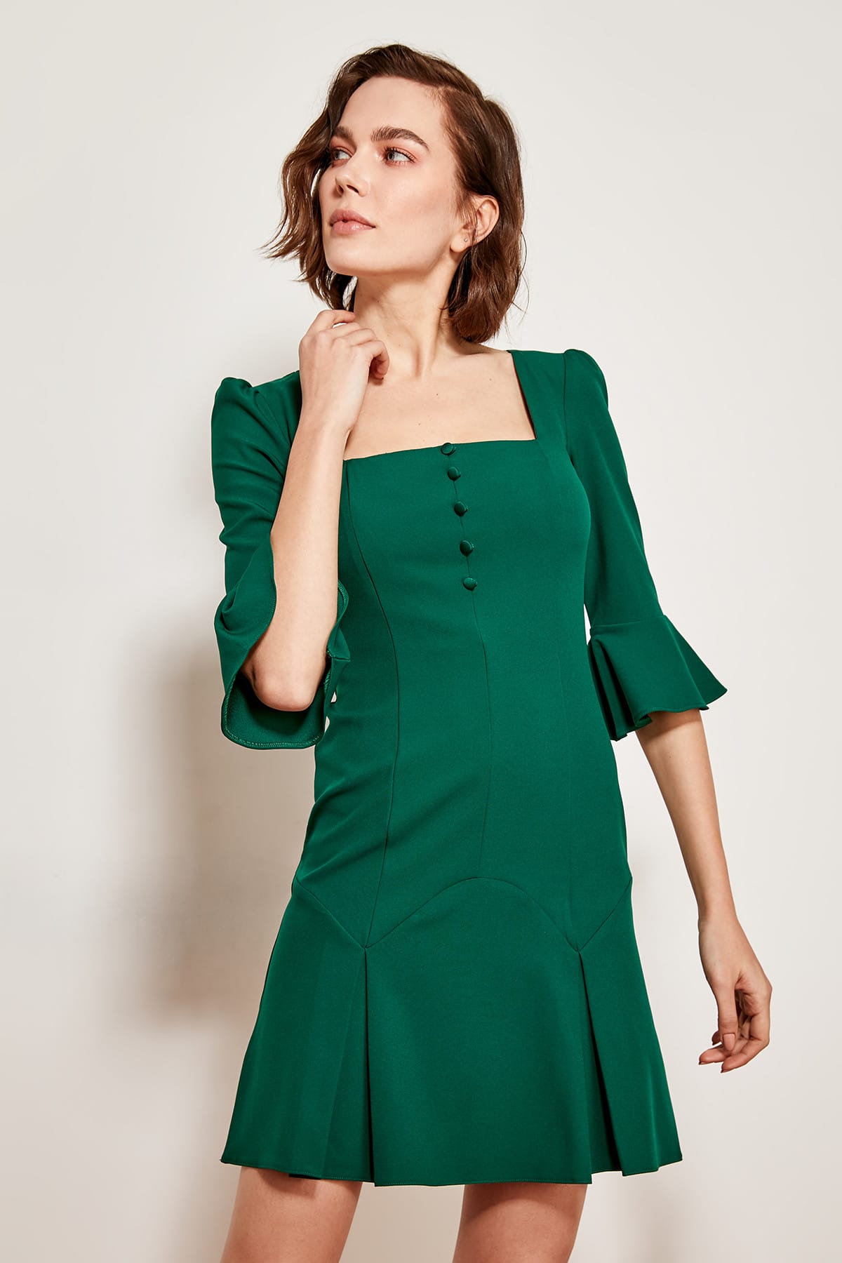 Giacca Blazer Trendyol Donna Verde - Doppio Petto, Poliestere Ed Elastan, Taglie Forti - Foto 5