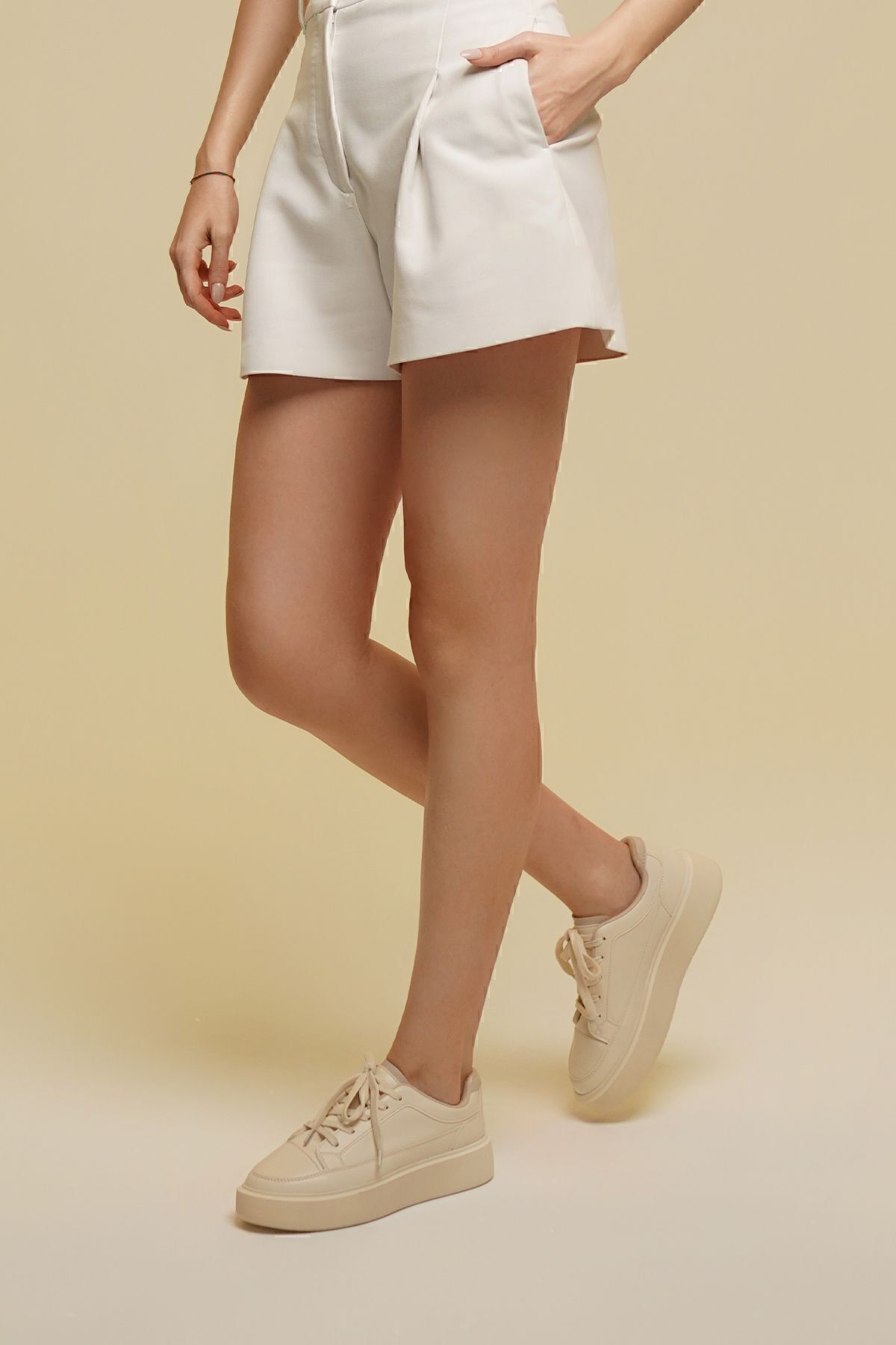 Marjin Women's Sneaker Thick Sole Sports Shoes Domen EKRU