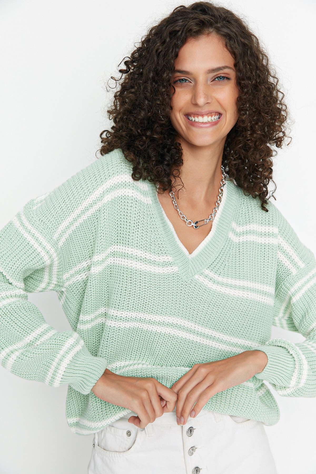 Trendyol Sweater - Green - Oversize