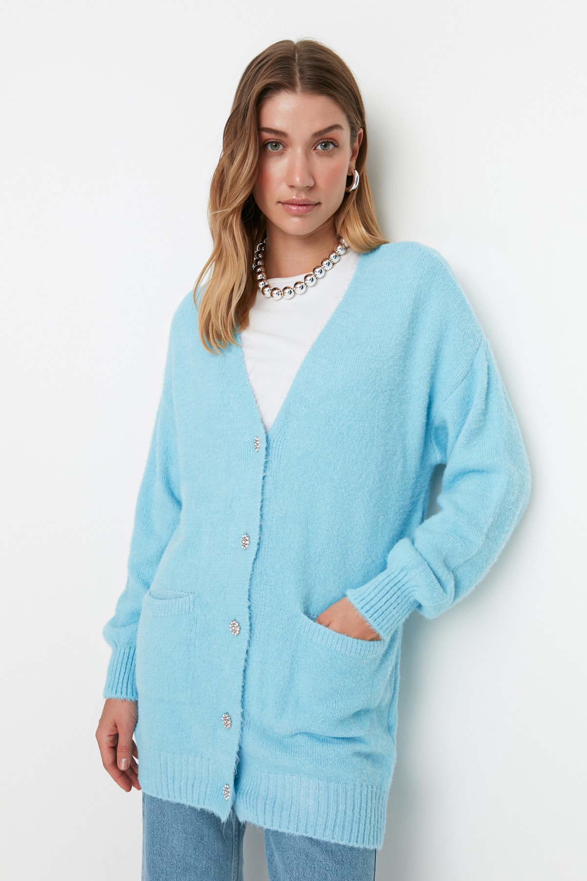 Trendyol Cardigan - Blue - Regular fit