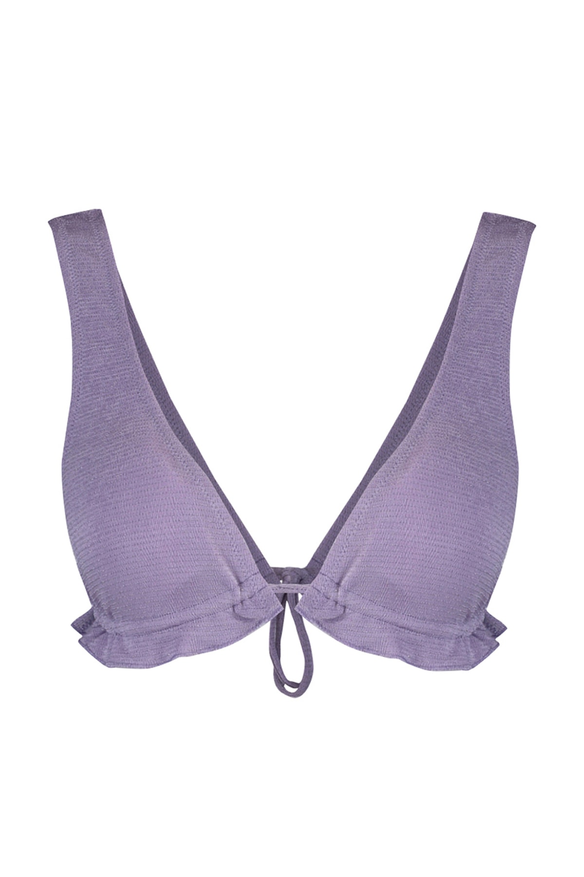 Trendyol Lilac Triangle Ruffle Glitter Bikini Top