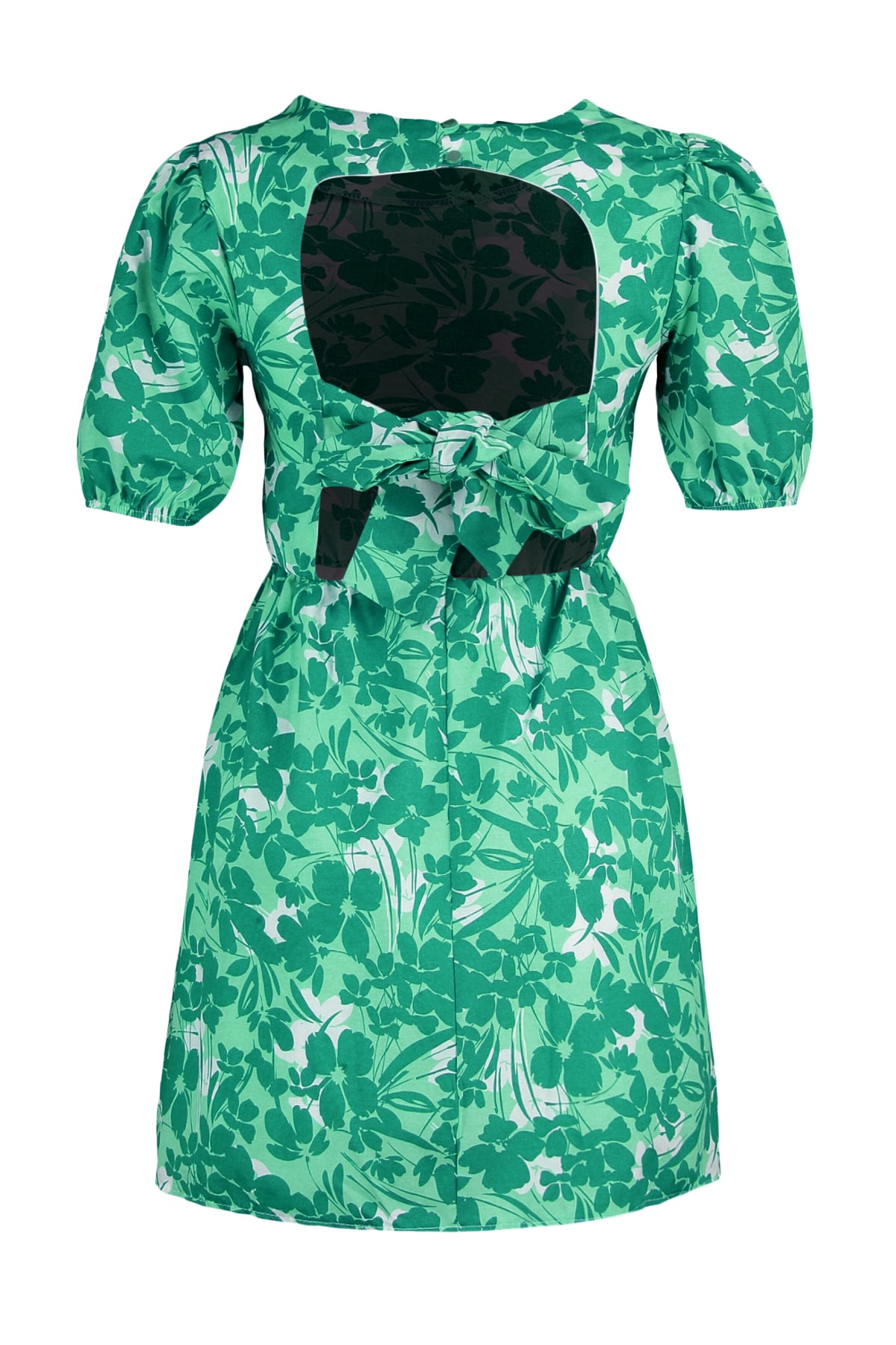 Trendyol Green țesut floral spate detaliu mini rochie țesută