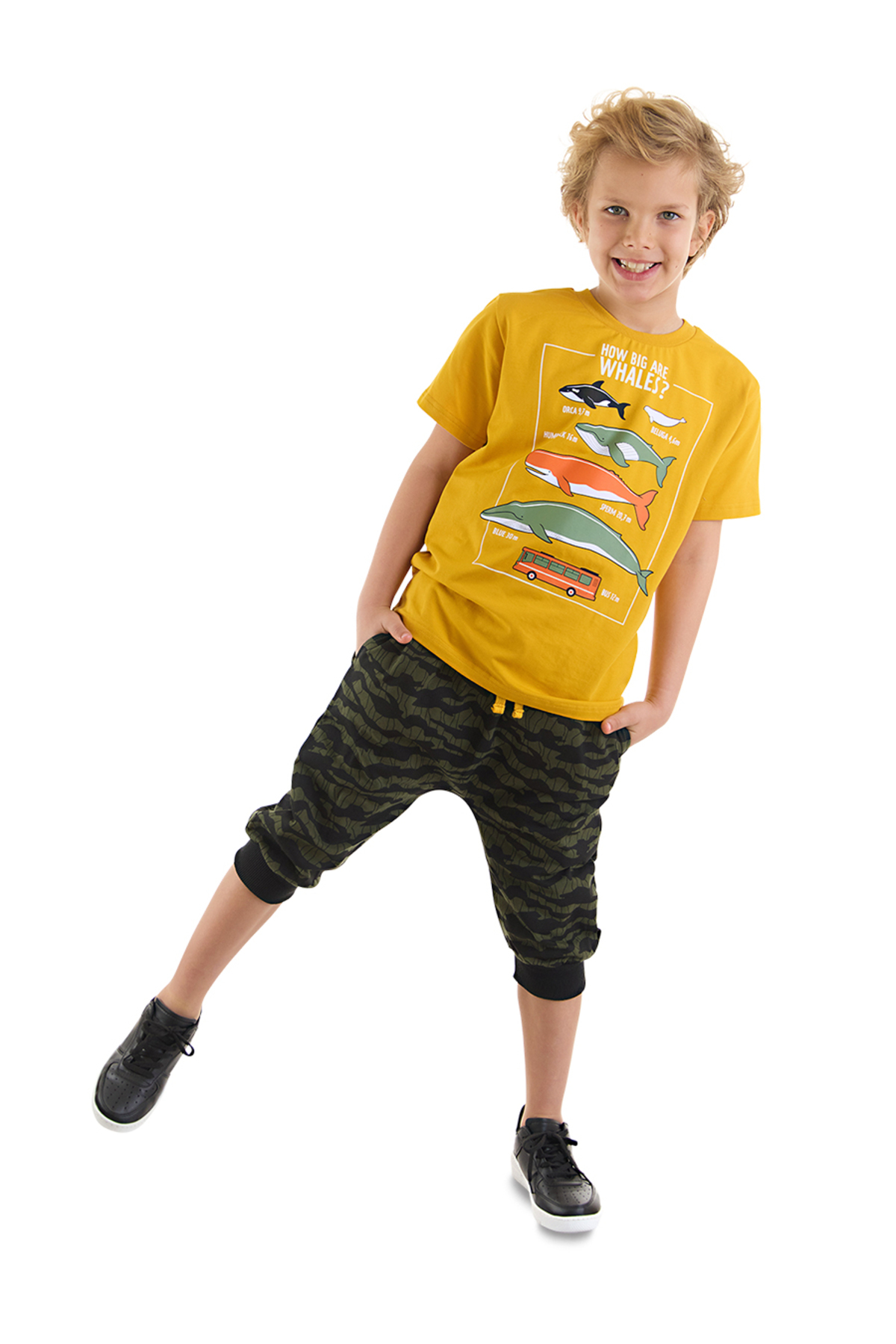 Levně mshb&g Big Whales Boy's T-shirt Capri Set