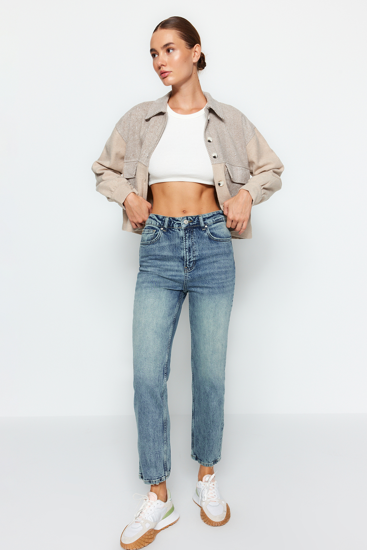 Trendyol Blue More Sustainable High Waist Comfort Straight Jeans