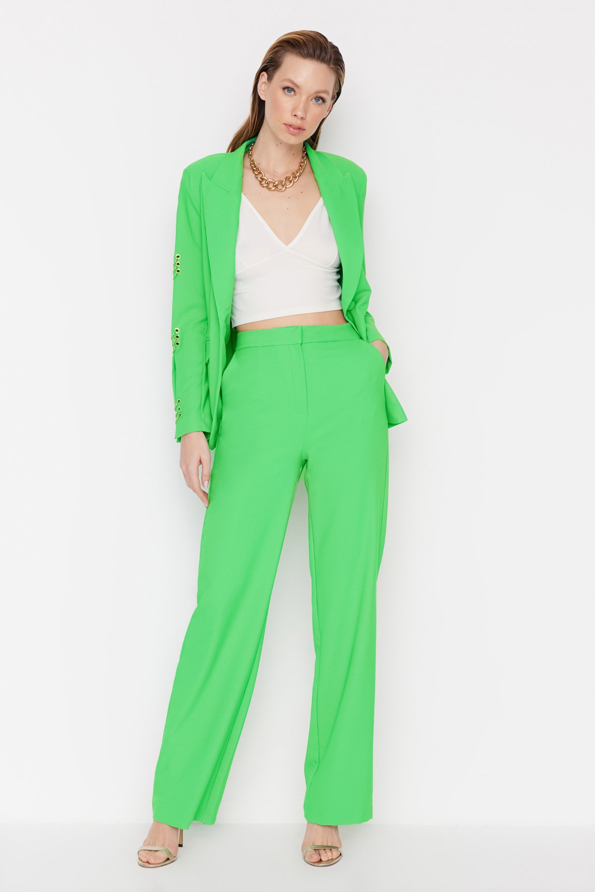 Pantaloni țesute Trendyol Green