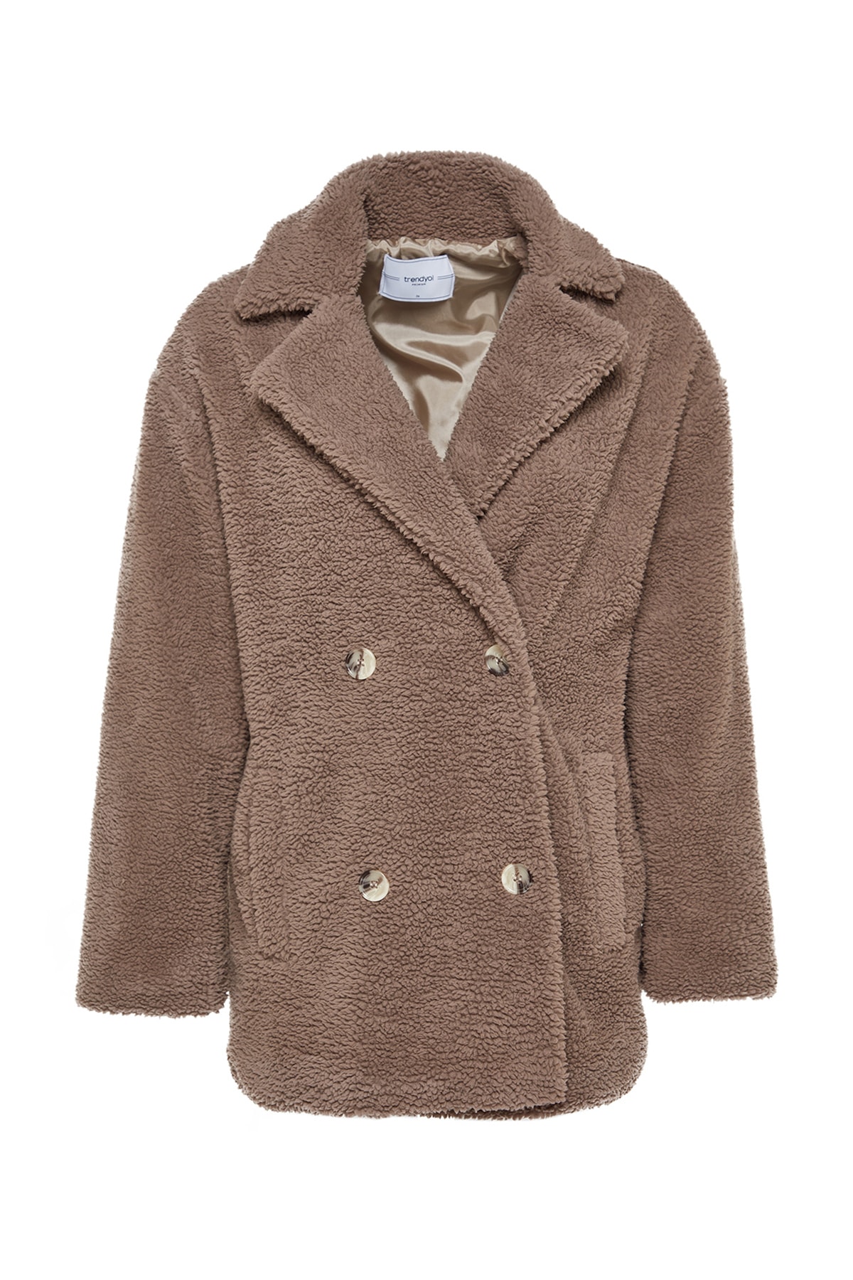 Trendyol Mink Premium Oversize Wide-Cut Plush Coat