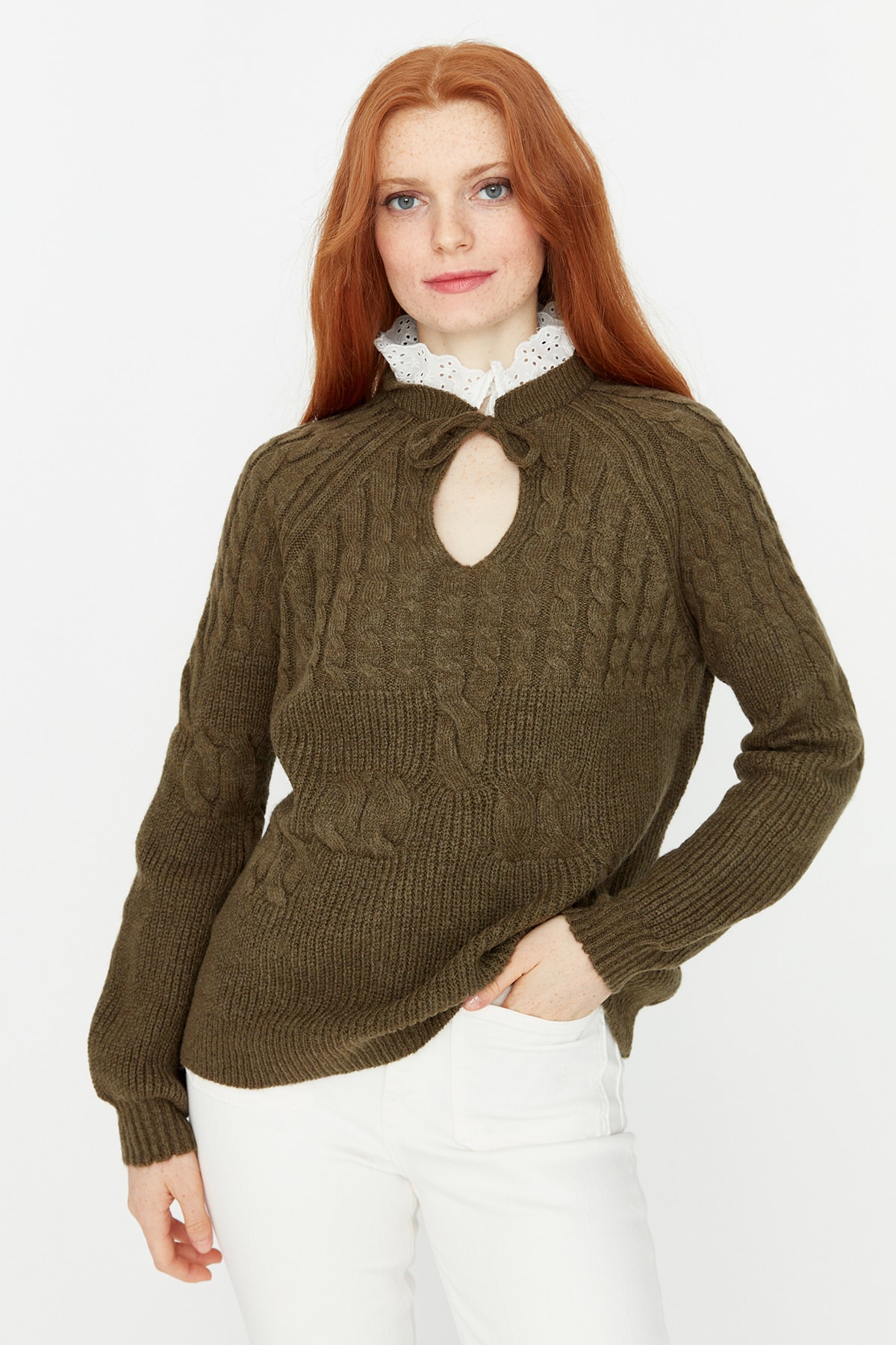 Trendyol Sweater - Green - Regular fit