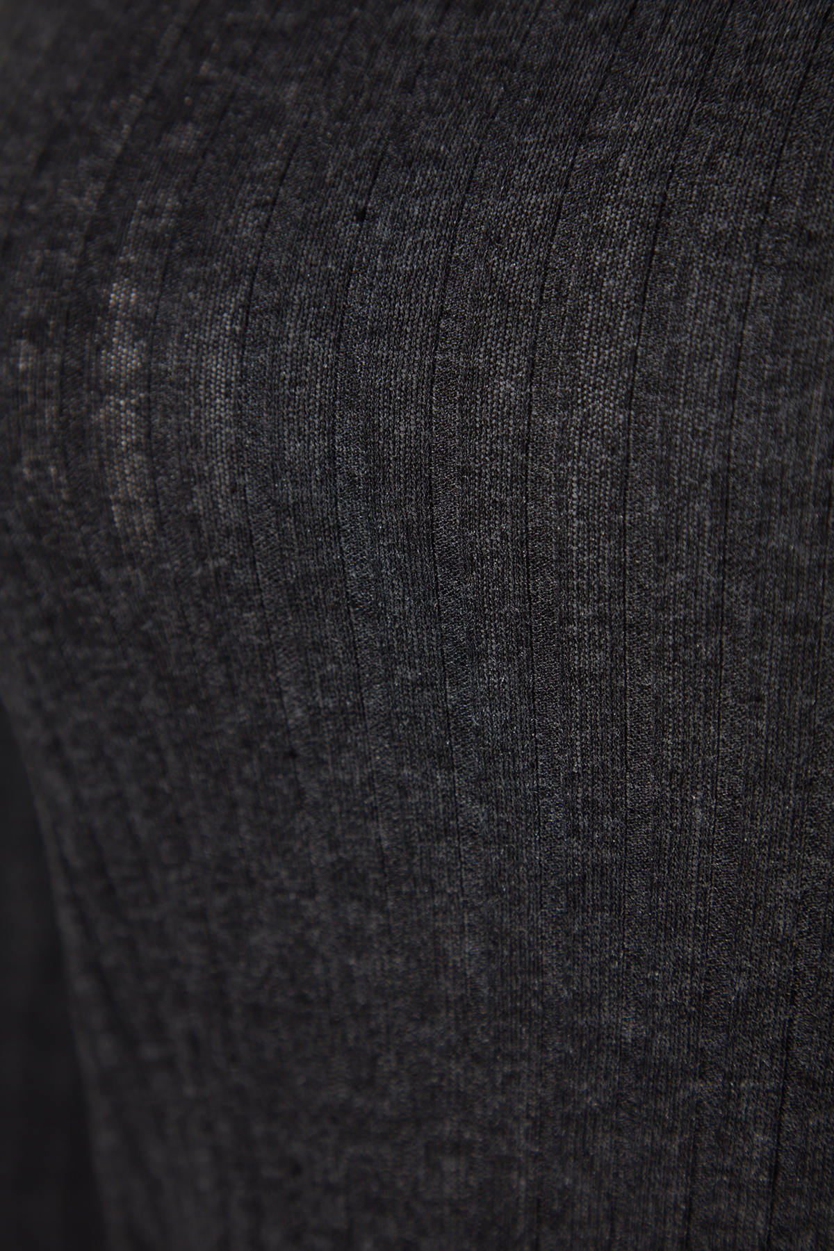 Levně Trendyol Anthracite Melange Lettuce Detailed Corded Cotton Tshirt-Pants Knitted Pajama Set