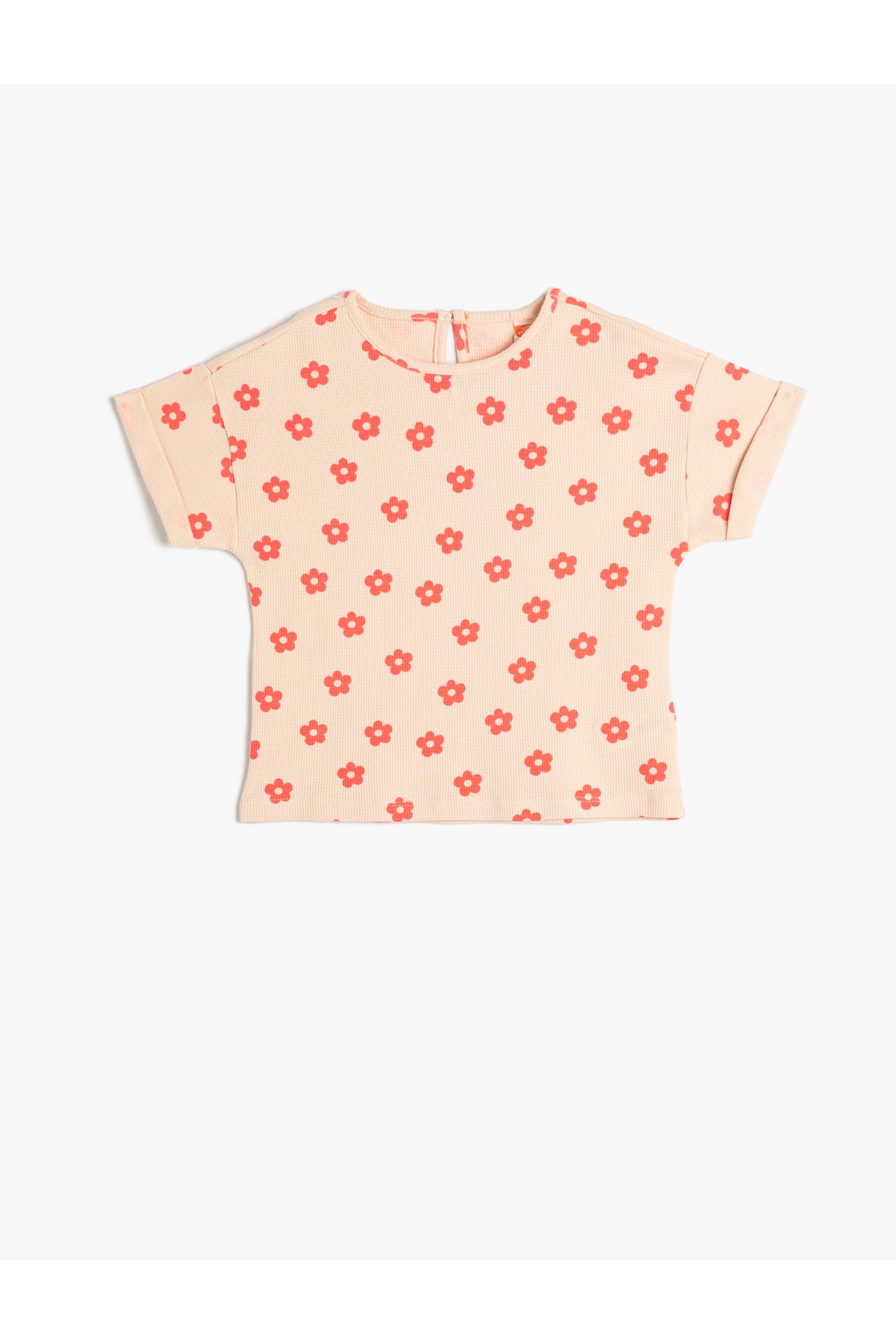Koton T-Shirt Floral Short Sleeve Crew Neck Textured Cotton