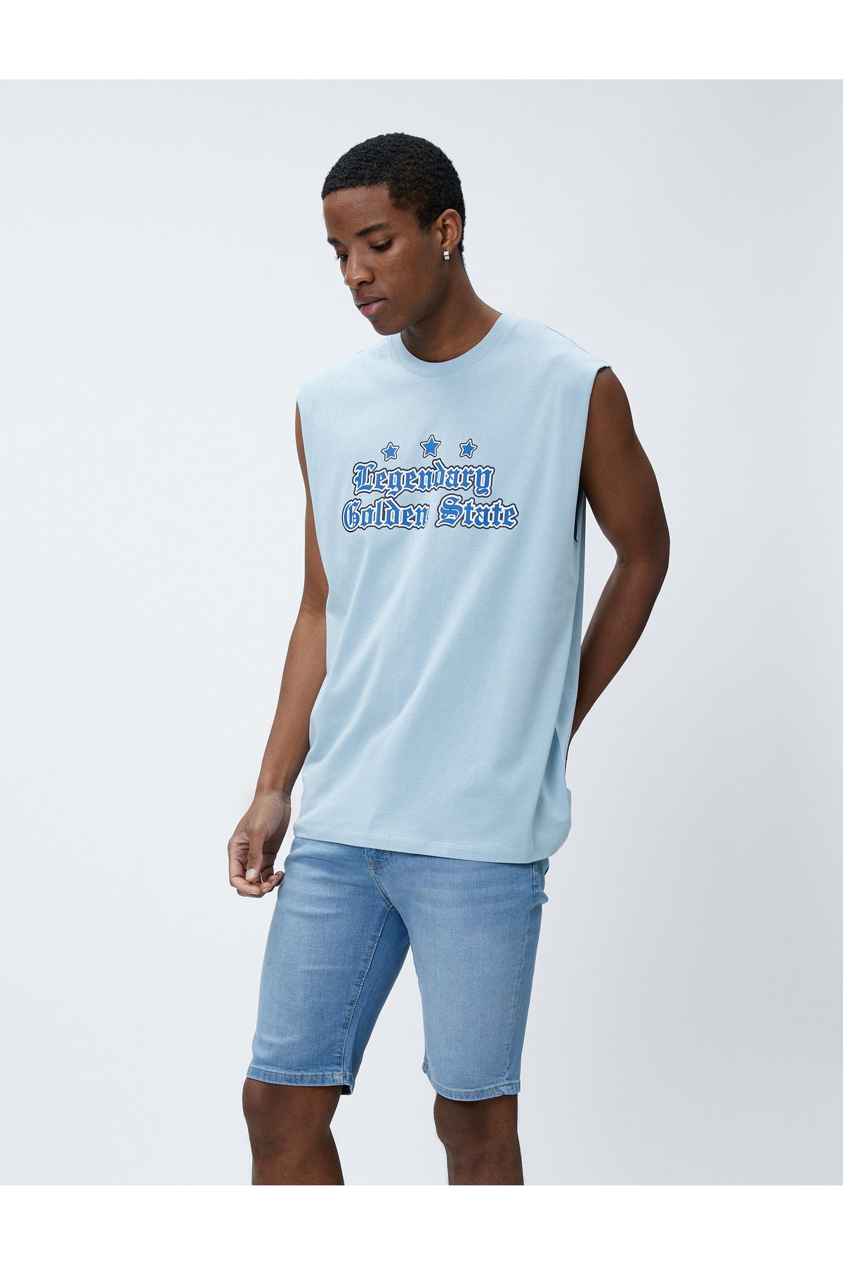 Levně Koton College Sleeveless T-Shirt Printed Crew Neck Cotton