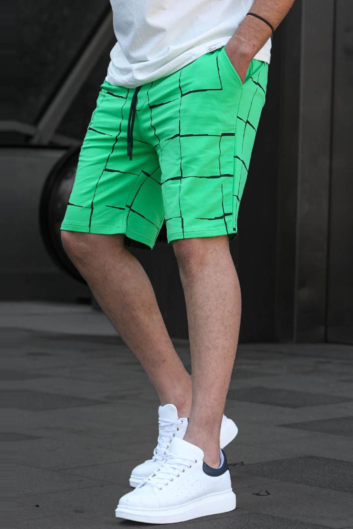 Levně Madmext Green Graphic Pattern Men's Shorts 5496