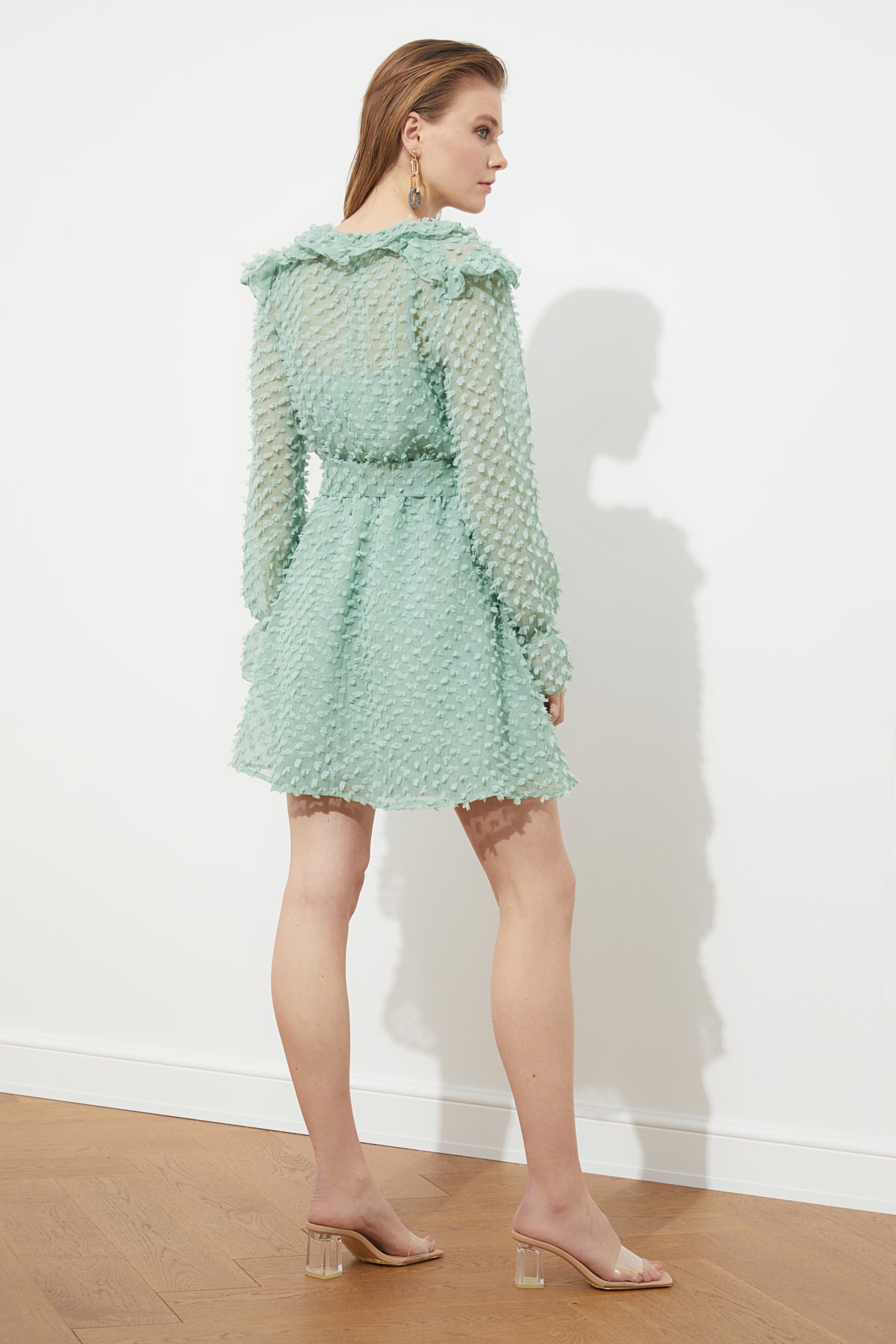 Trendyol Mint tridimensionale Fabric recomandate Rochie