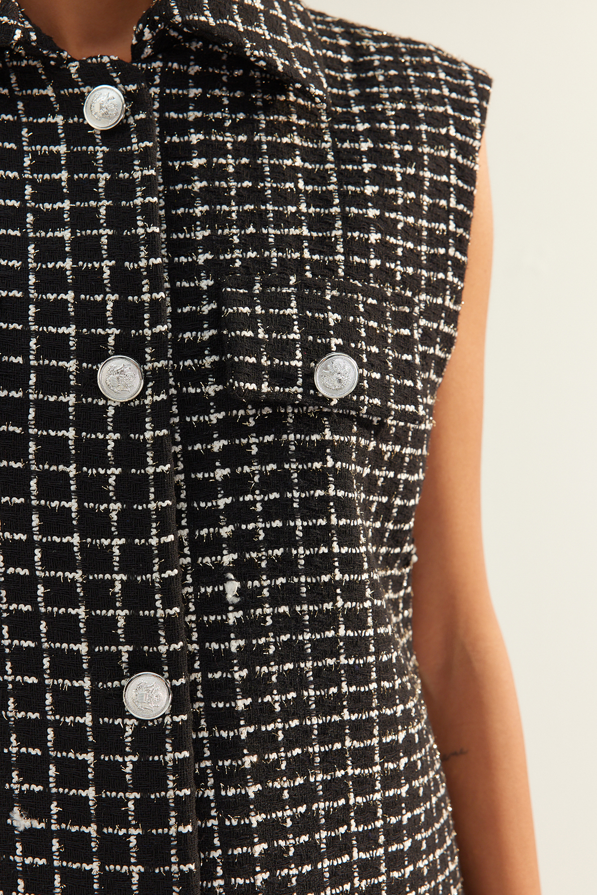 Vestă în carouri țesute Trendyol Black Limited Edition