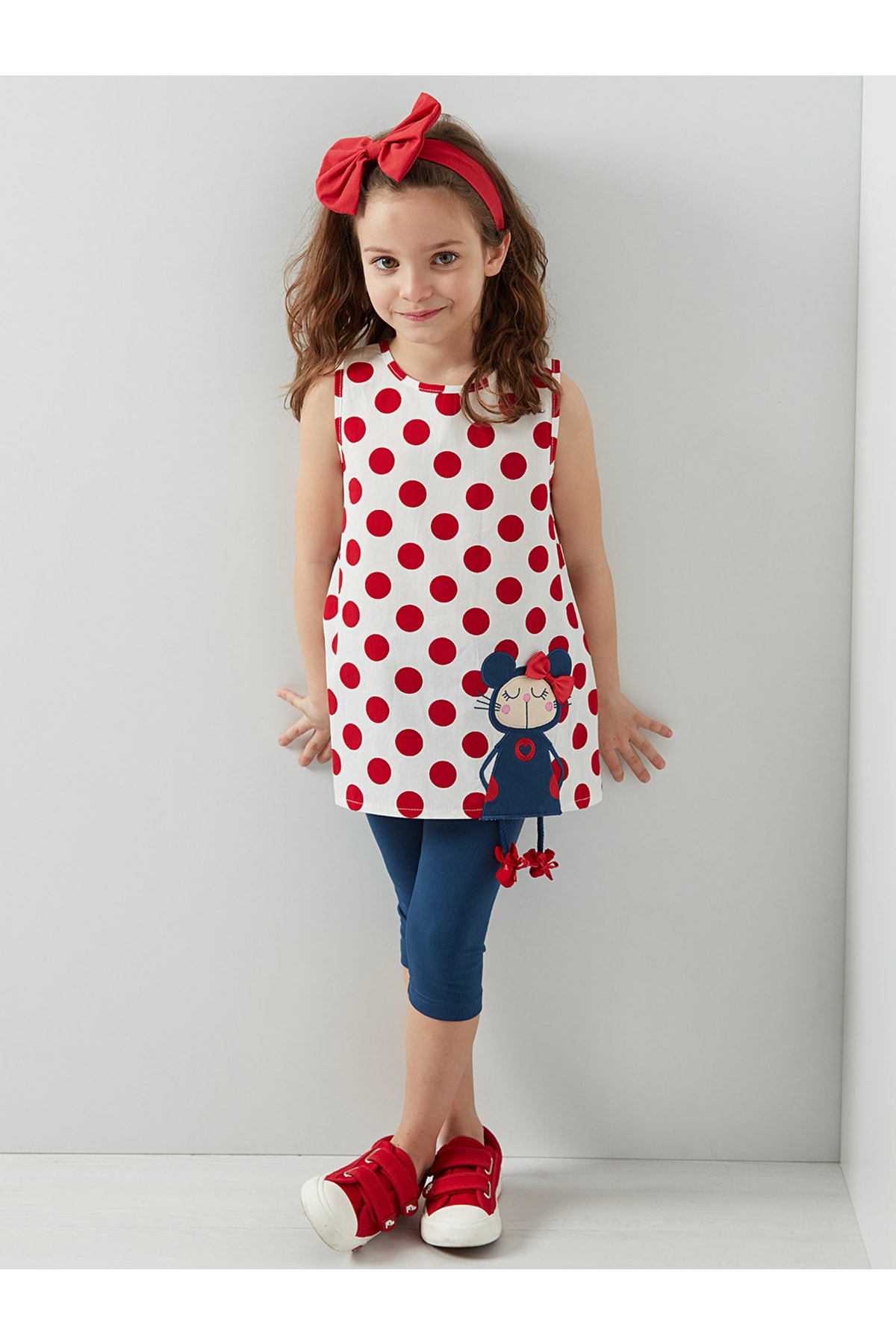 Denokids Polka Dotted Lily Girl's Tunic Tights Set