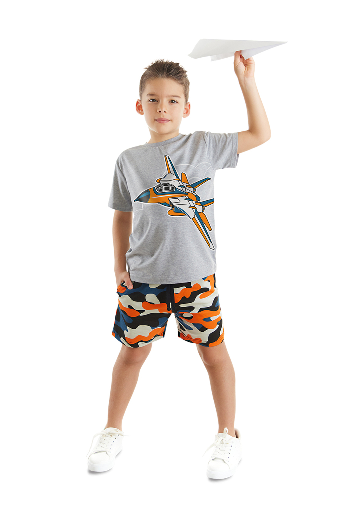Levně mshb&g Aircraft Boys T-shirt Camouflage Shorts Set