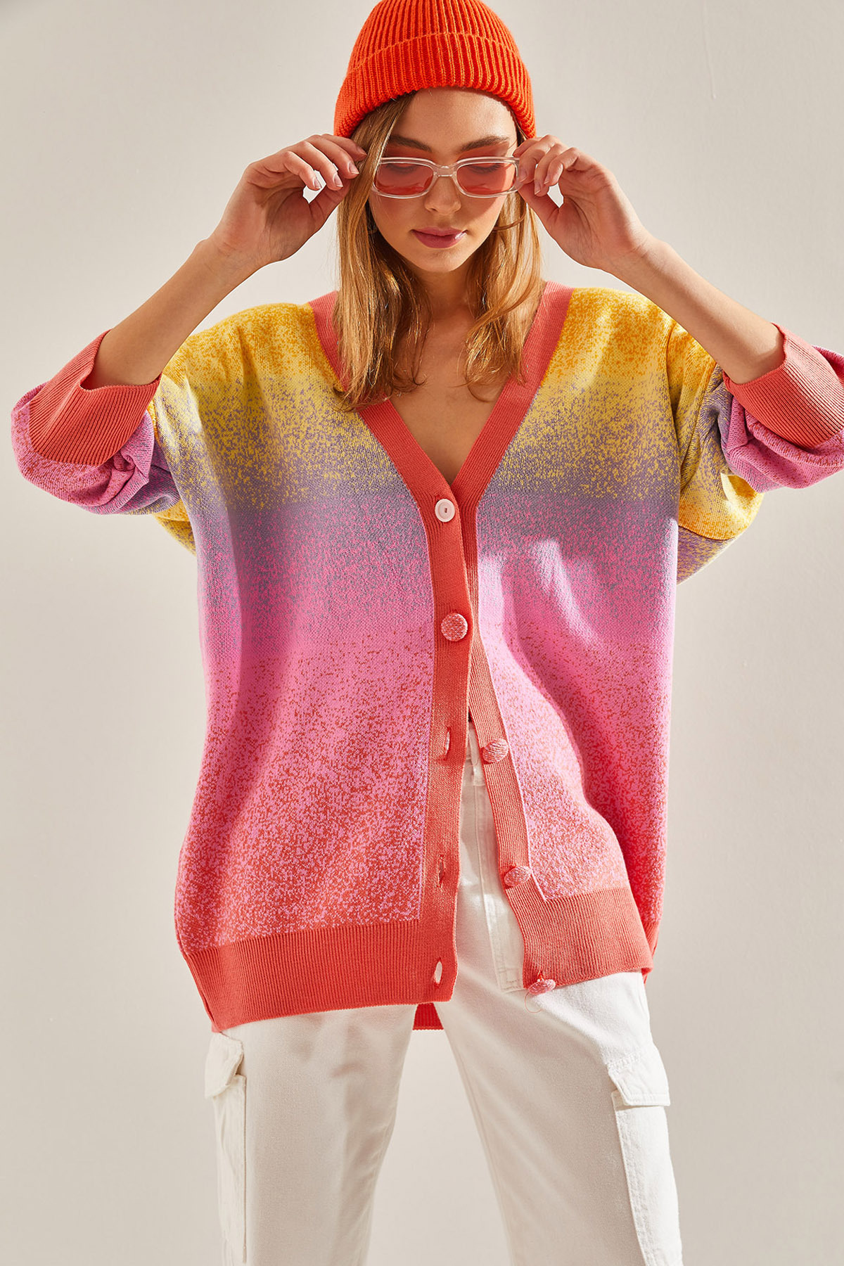Levně Bianco Lucci Women's Multicolor Oversize Knitwear Cardigan