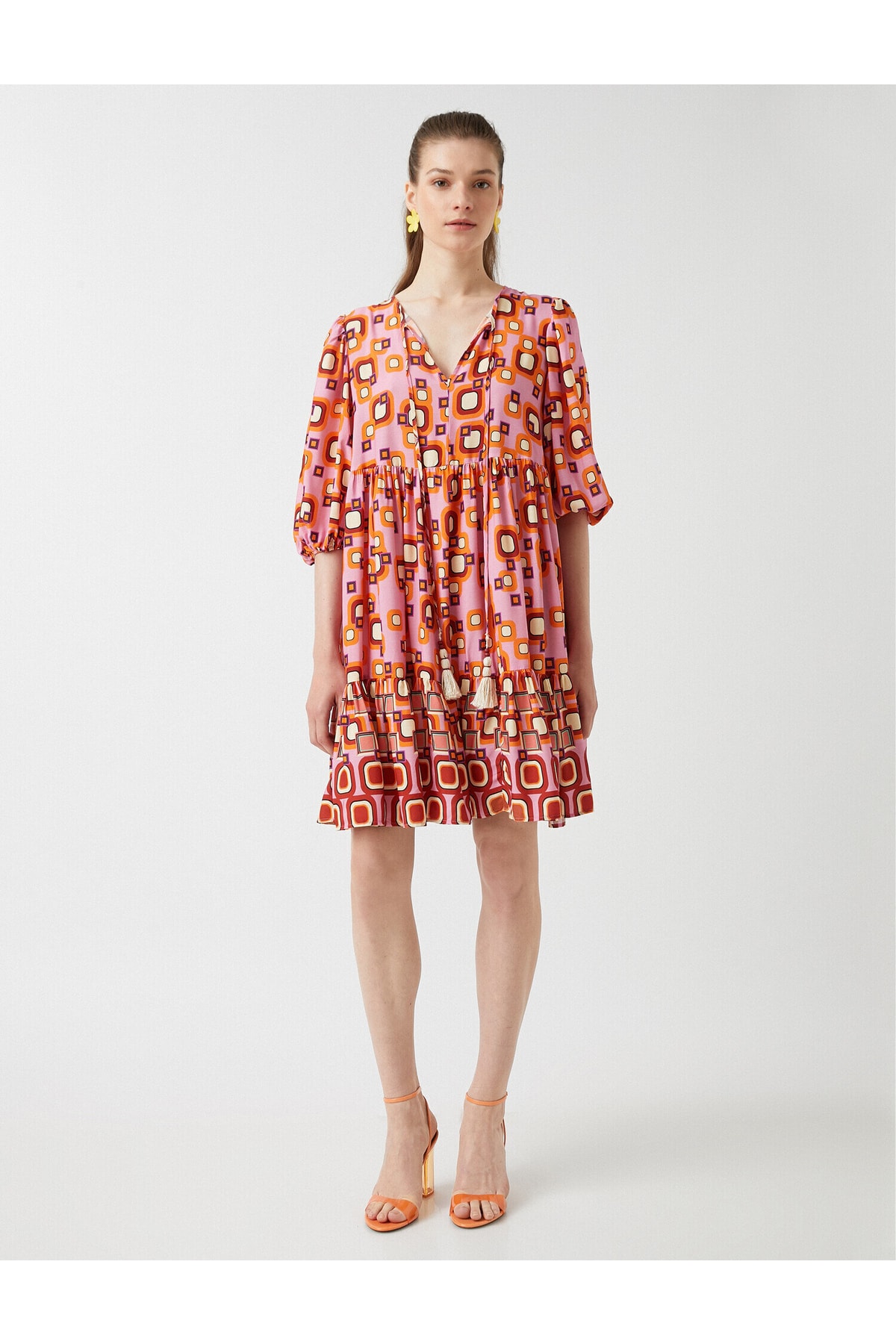 Koton Mini Balon Maneca Rochie Scurta