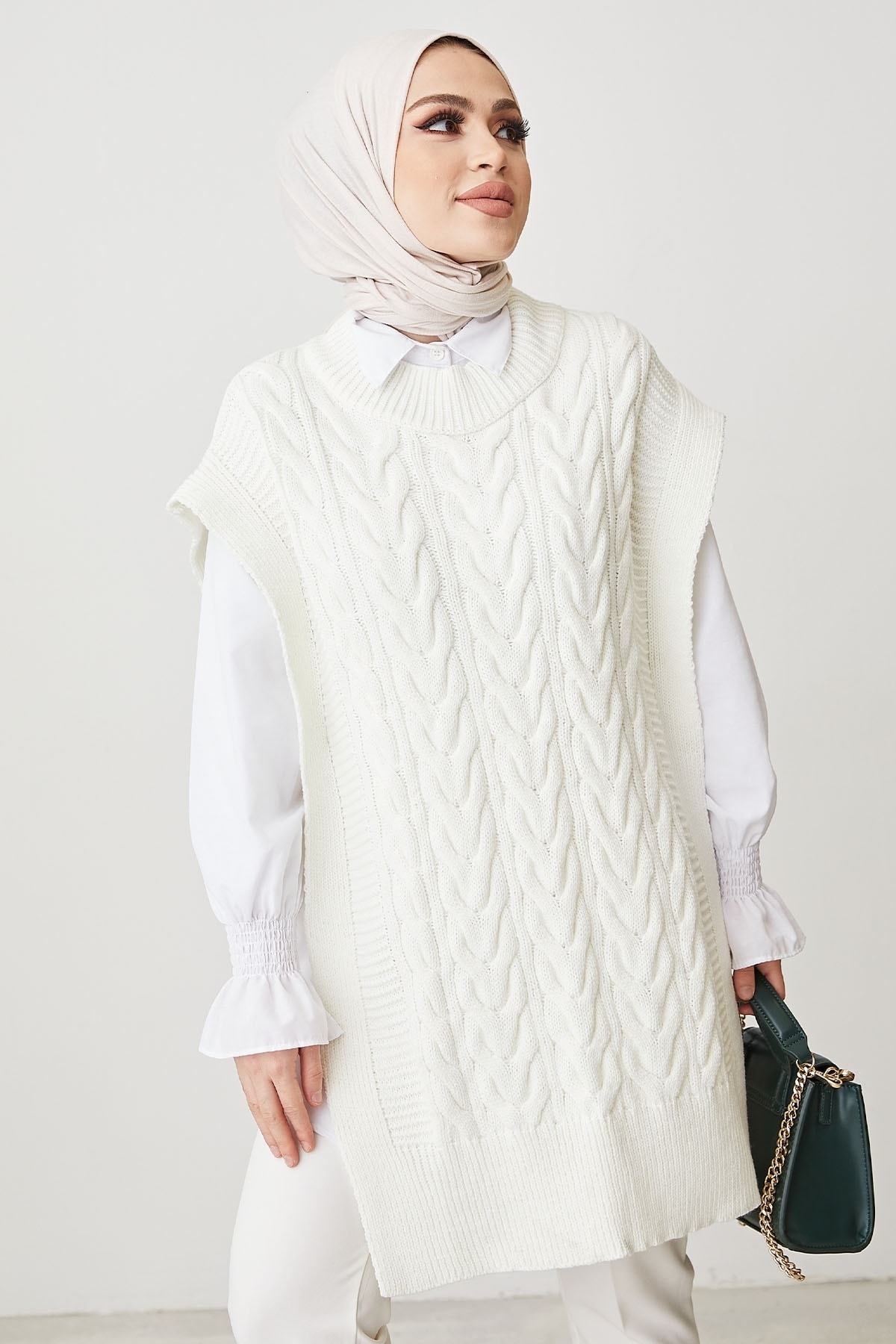 InStyle Tie Side Tricot Sweater - White