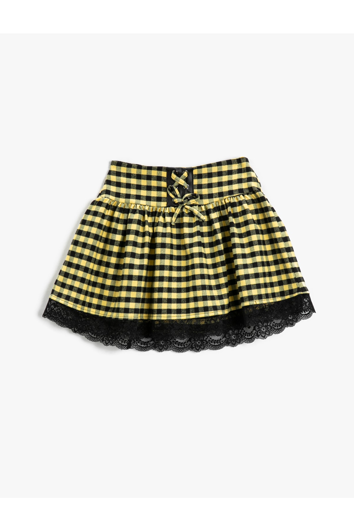 Levně Koton Mini Skirt with Bow and Lace Detail and Elastic Waist
