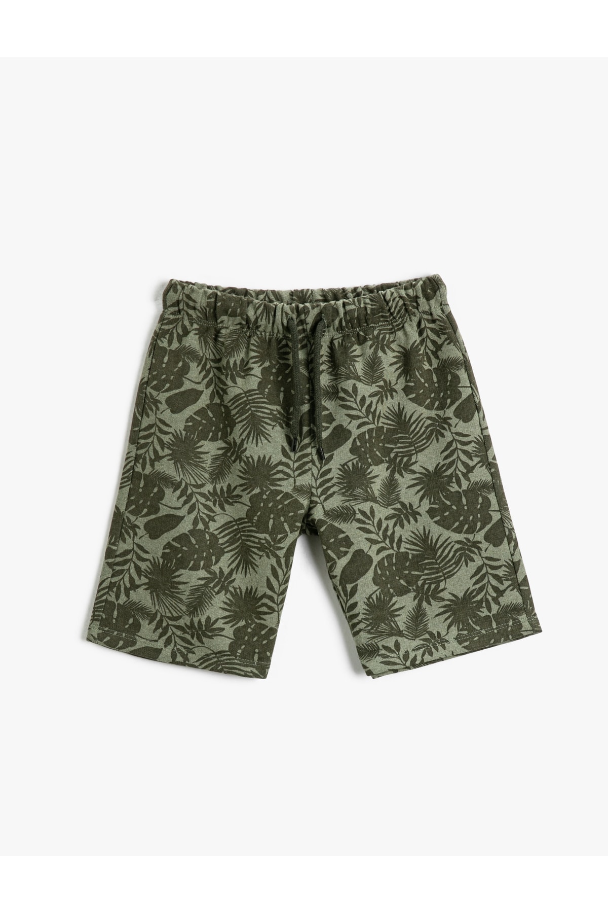 Koton Palm Patterned Shorts Above Knee Tie Waist