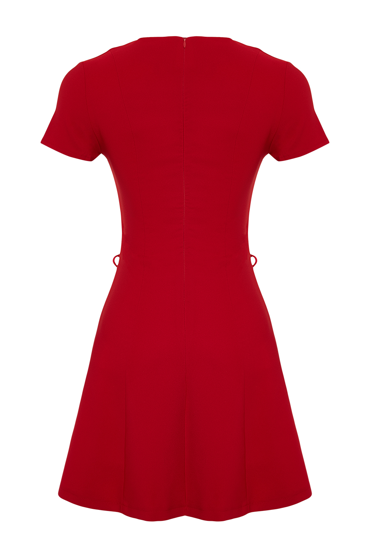 Trendyol Red Skirt Waist Opening Bow Detail Mini Woven Dress