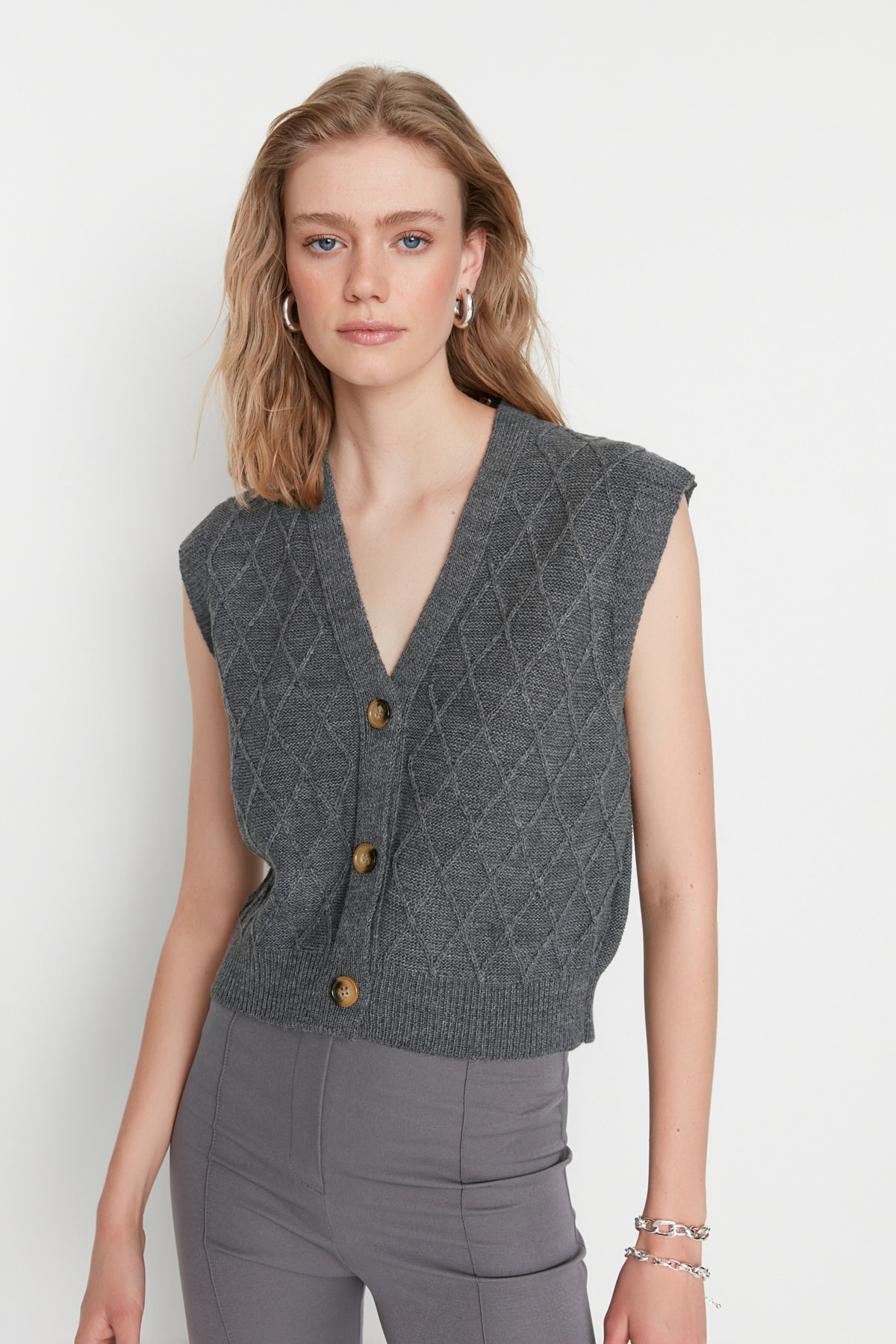 Trendyol Sweater Vest - Grau - Regular fit