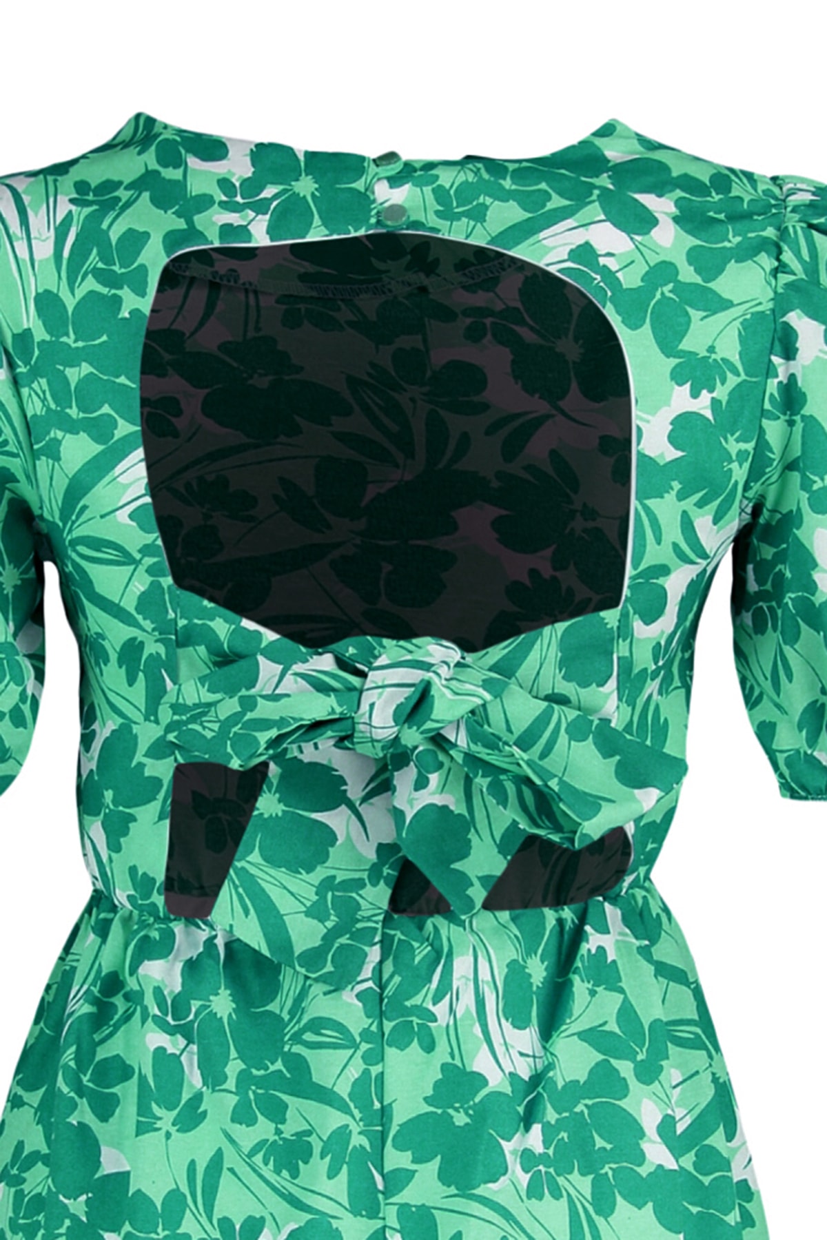 Trendyol Green țesut floral spate detaliu mini rochie țesută