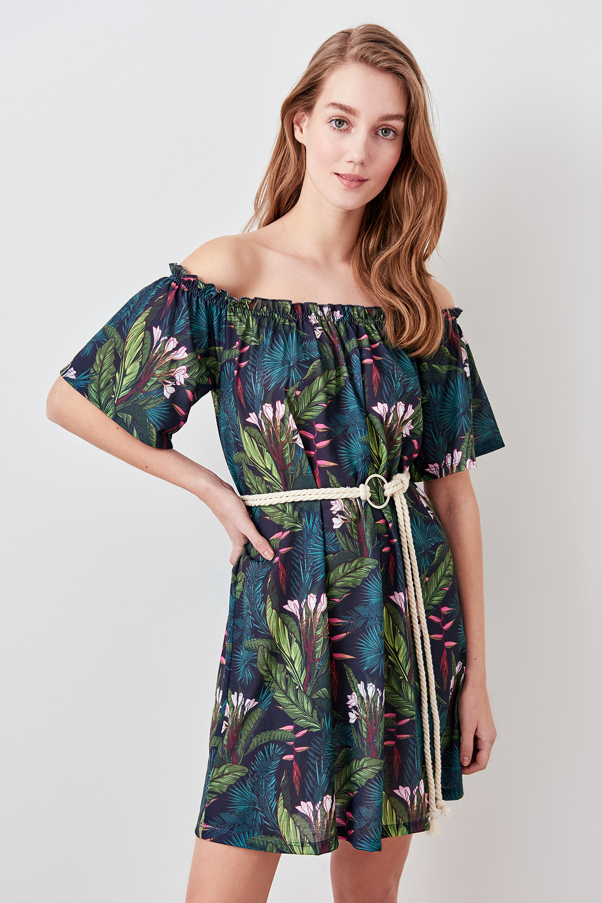 Trendyol Collar Knit Dress Very Colorful Patterned Carmen