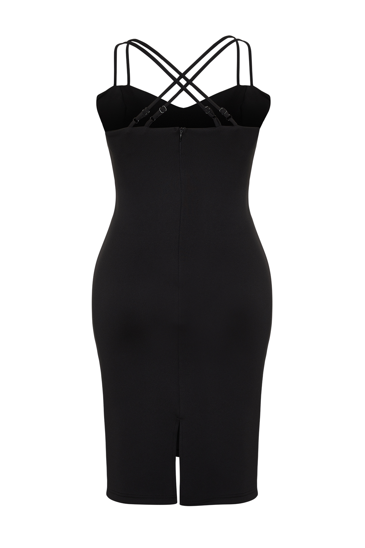 Trendyol Curve Black Sweetheart Neckline Strap Knitted Dress