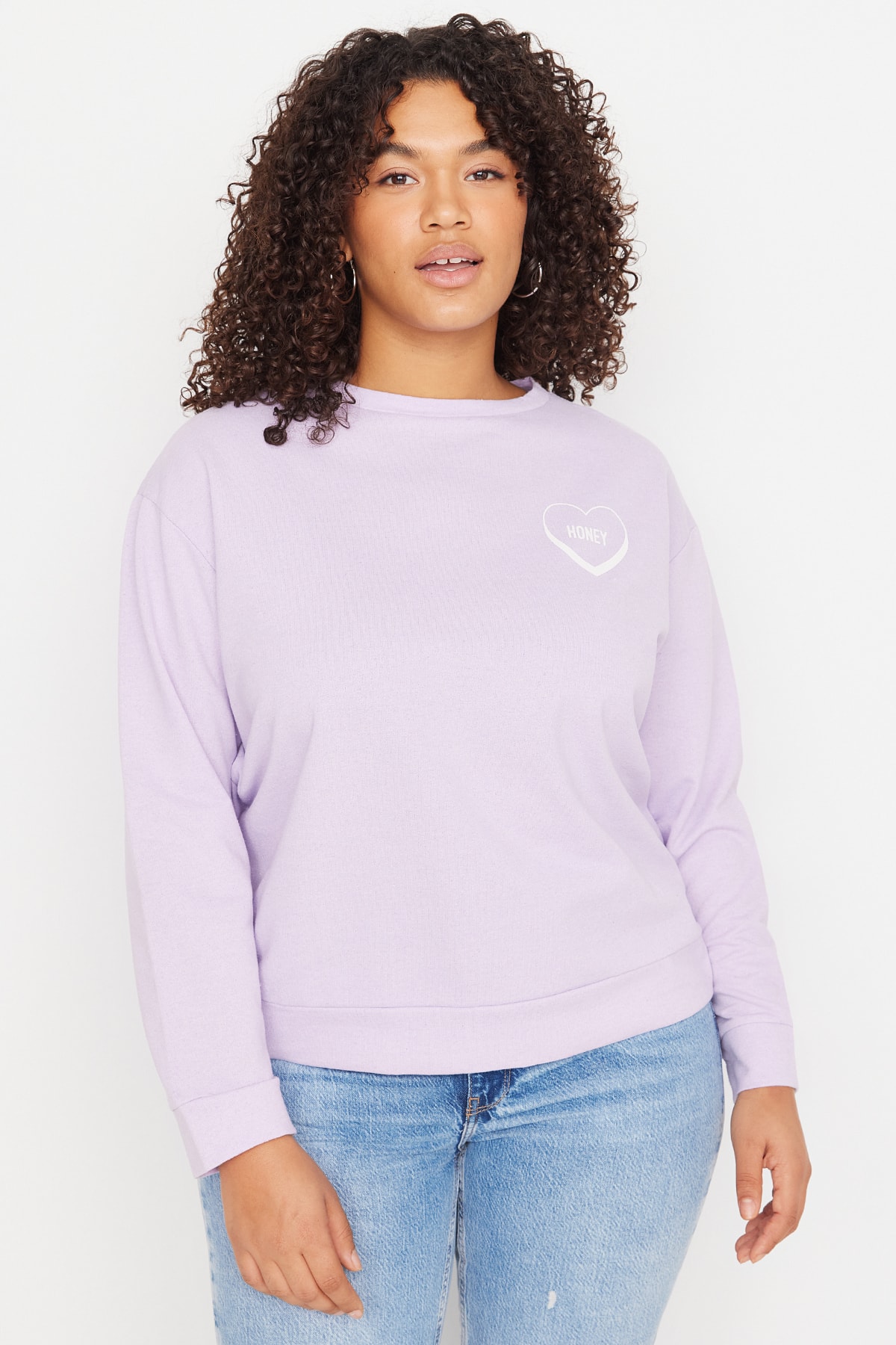 Trendyol Curve Plus Size Sweatshirt - Purple - Relaxed fit