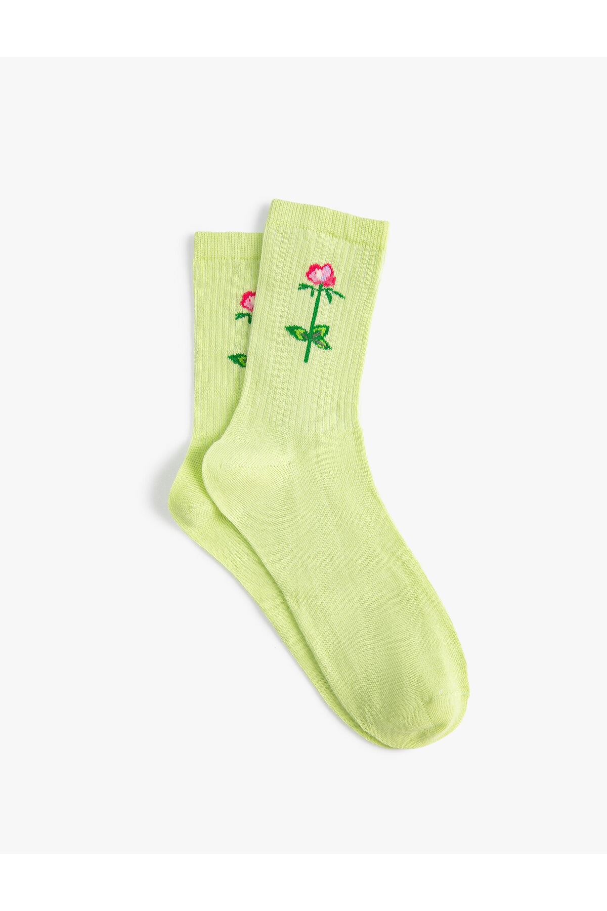 Koton Embroidered Floral Cleat Socks