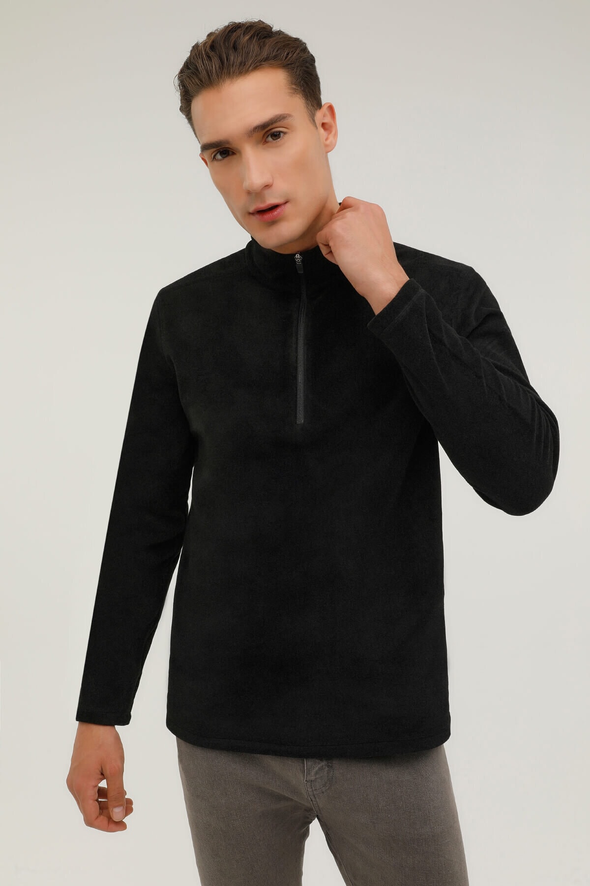 KINETIX Men's Black Fleece 2pr Zipper Collar Fleece