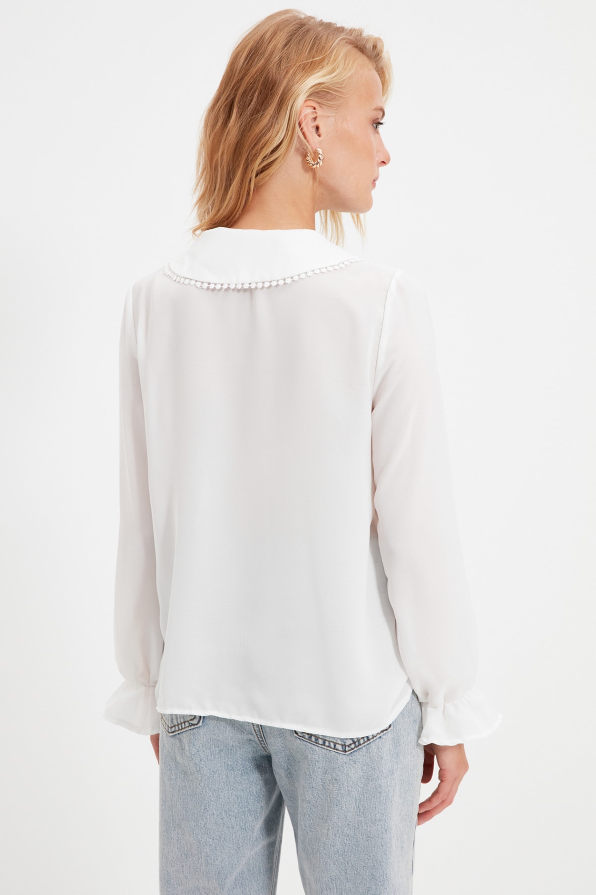 Trendyol Guler alb detaliate Shirt
